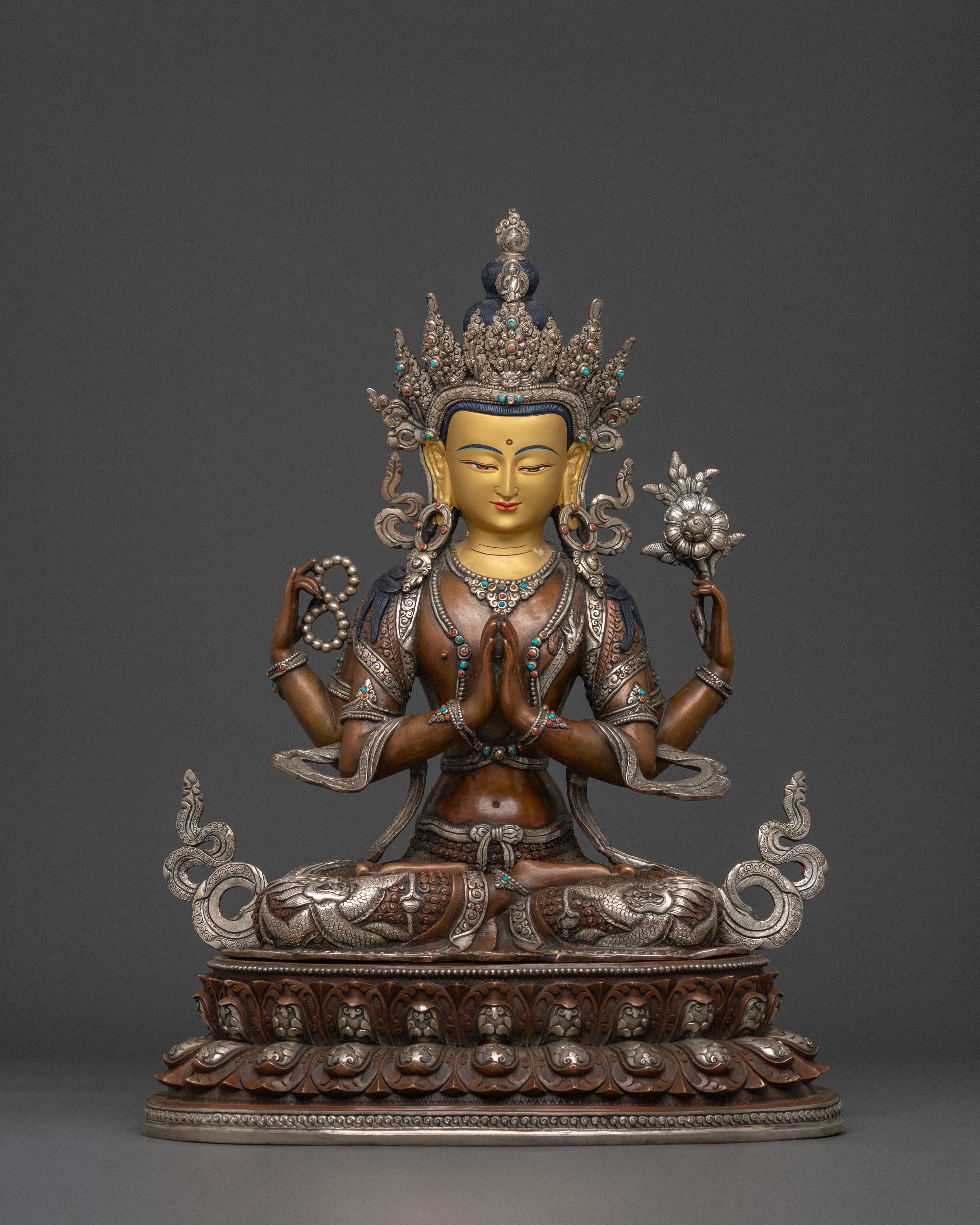 Himalayan Buddhist Chenrezig Statue | Bodhisattva of Compassion