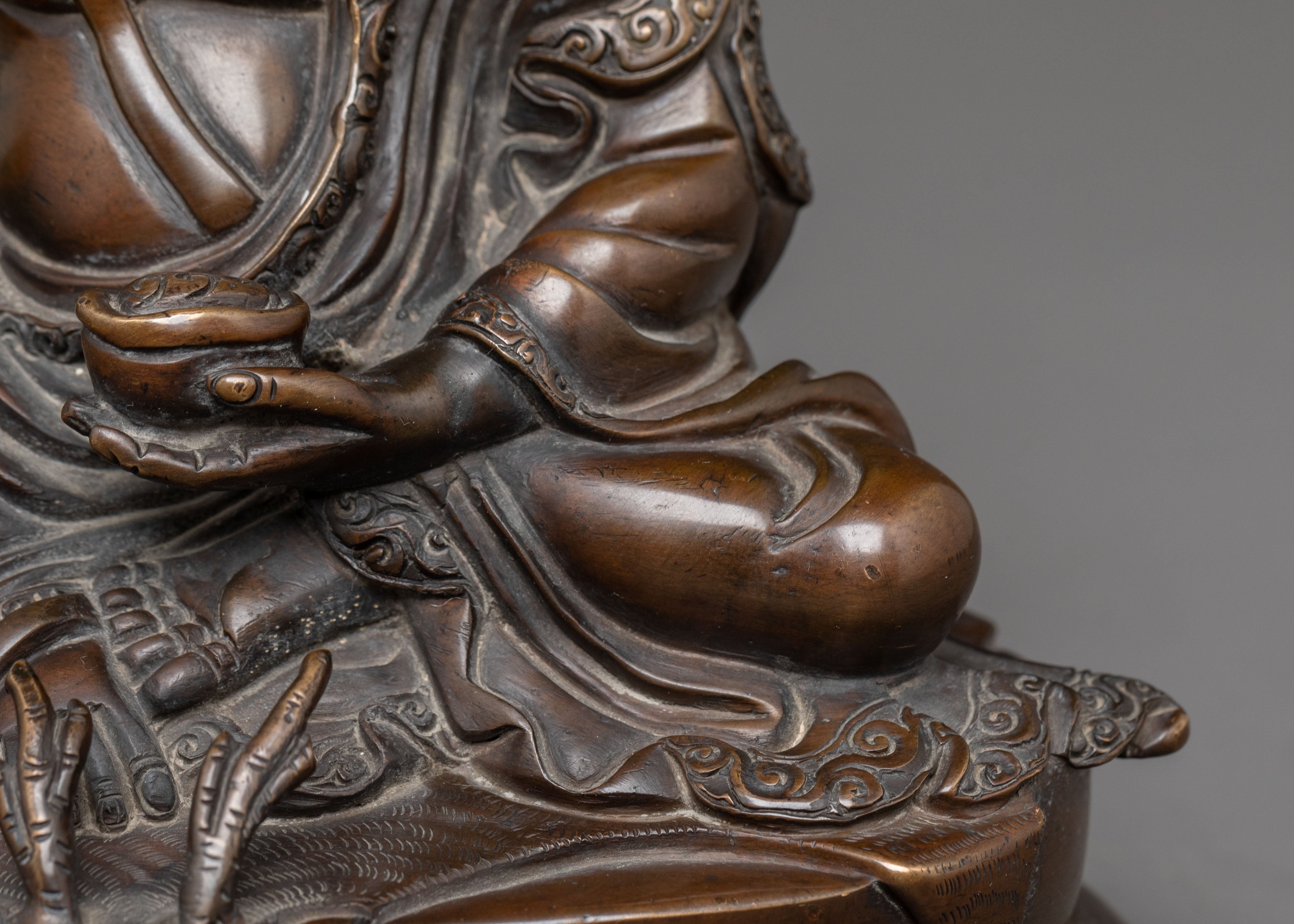 Handcrafted Milarepa Oxidized Copper Statue | Yogi & Dharma Teacher