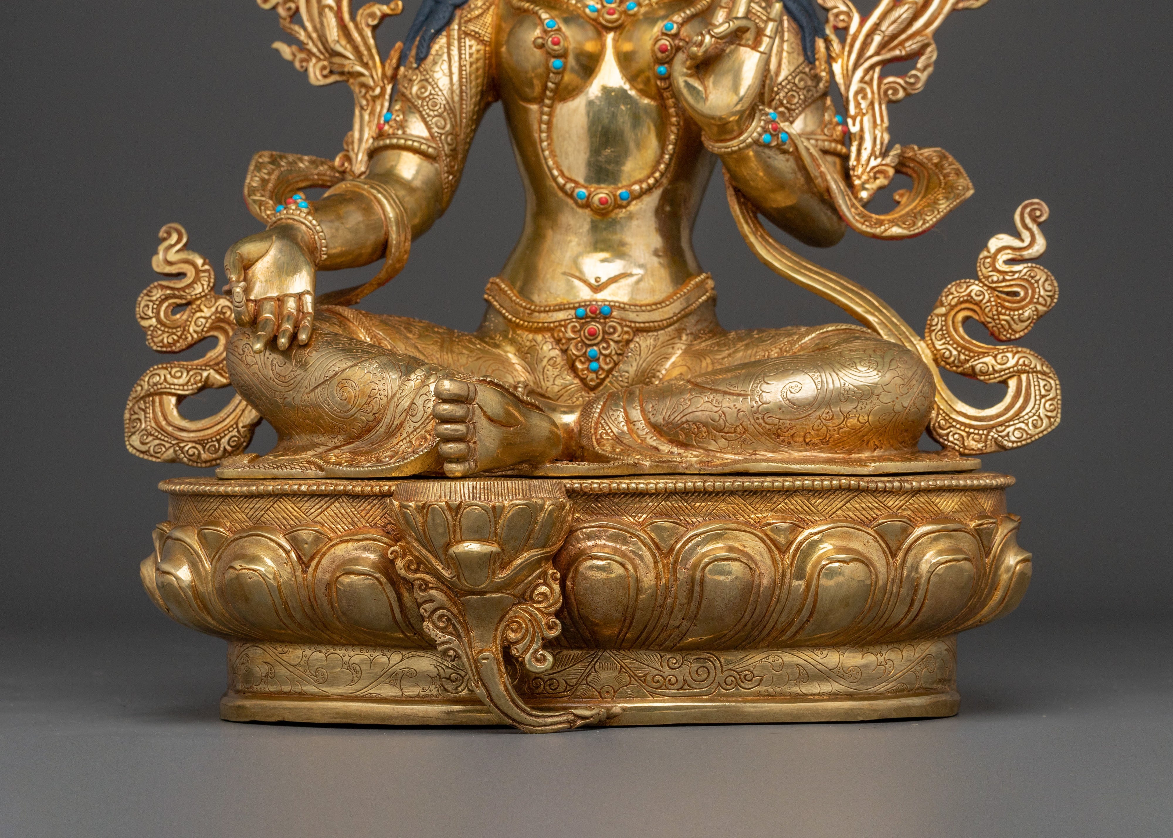 Goddess Green Tara Sacred Sculpture | Buddhist Goddess of Compassion