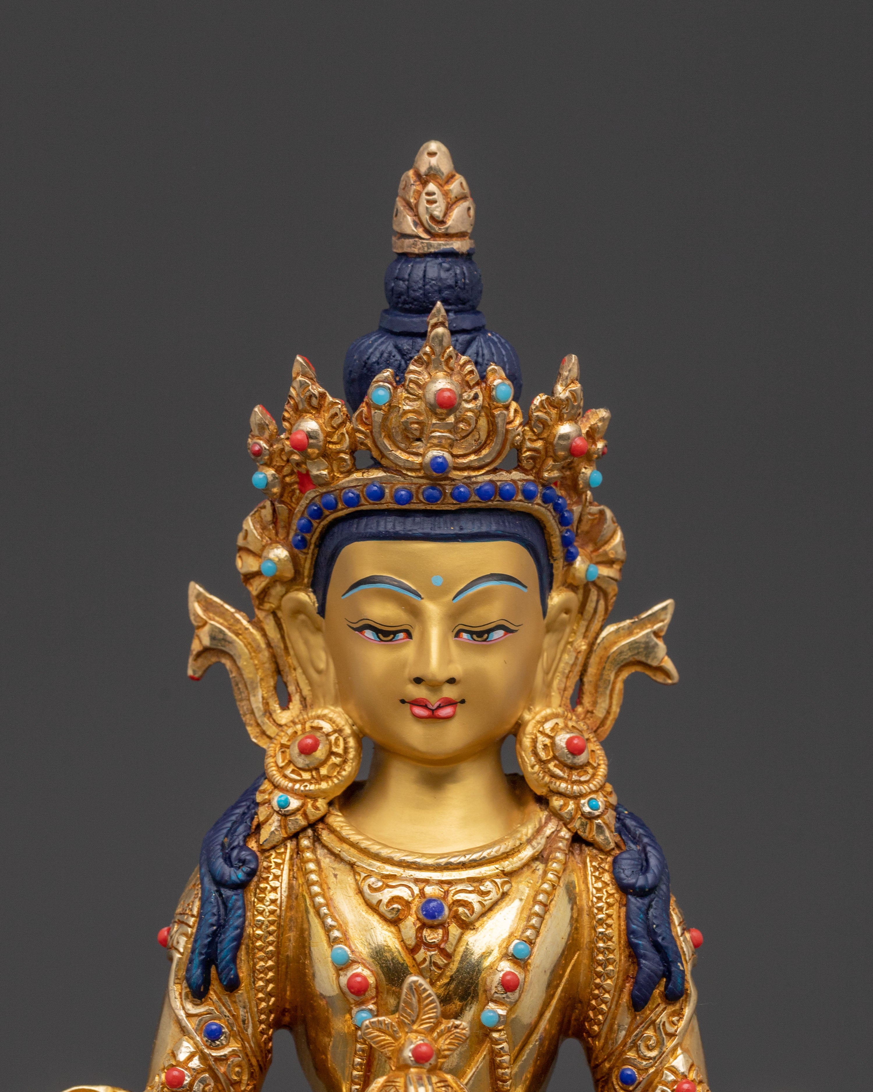 24k Gold Gilded Amitayus Spiritual Statue: Radiant Longevity