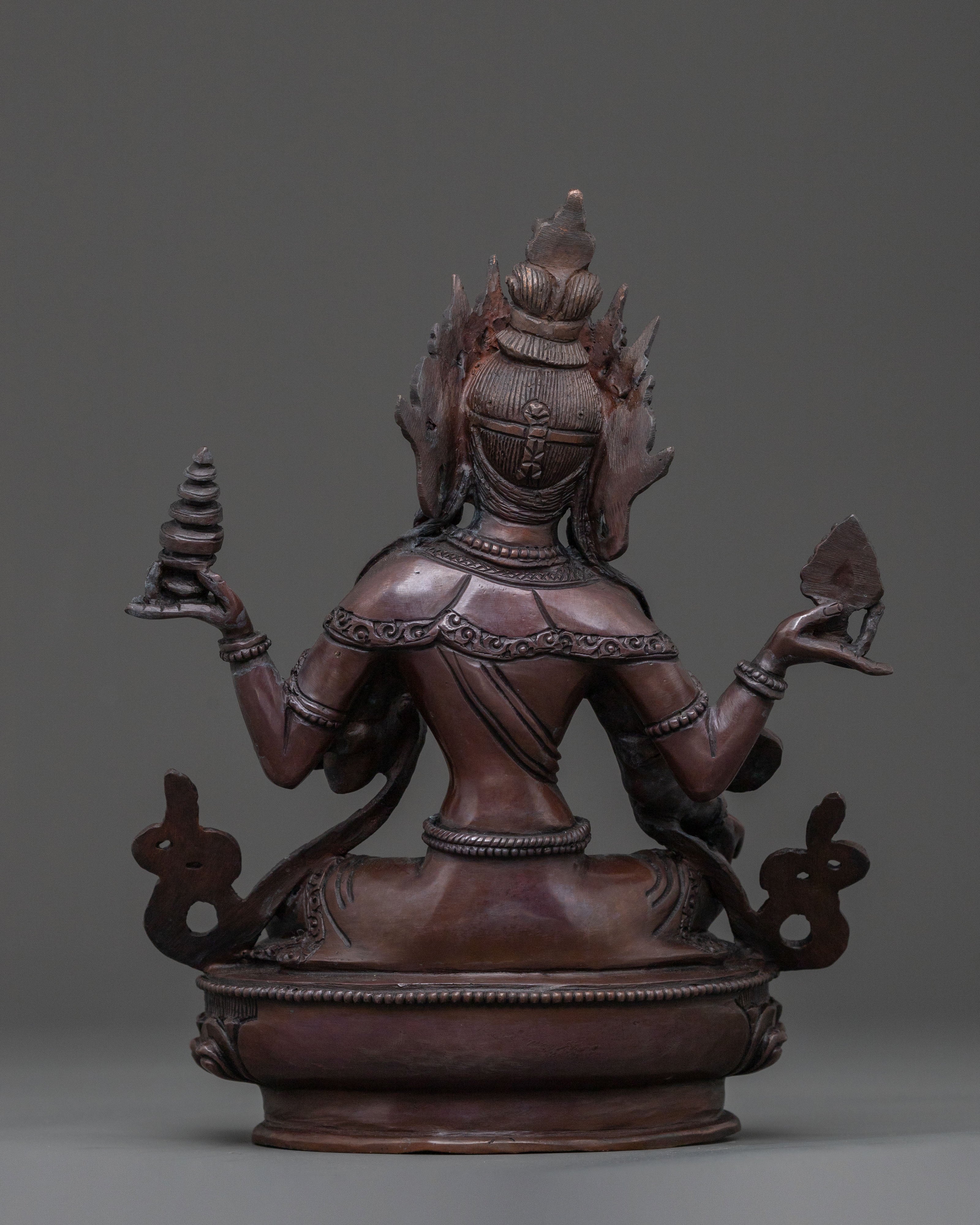 Laxmi Devi Handcrafted Statue in Oxidized Copper