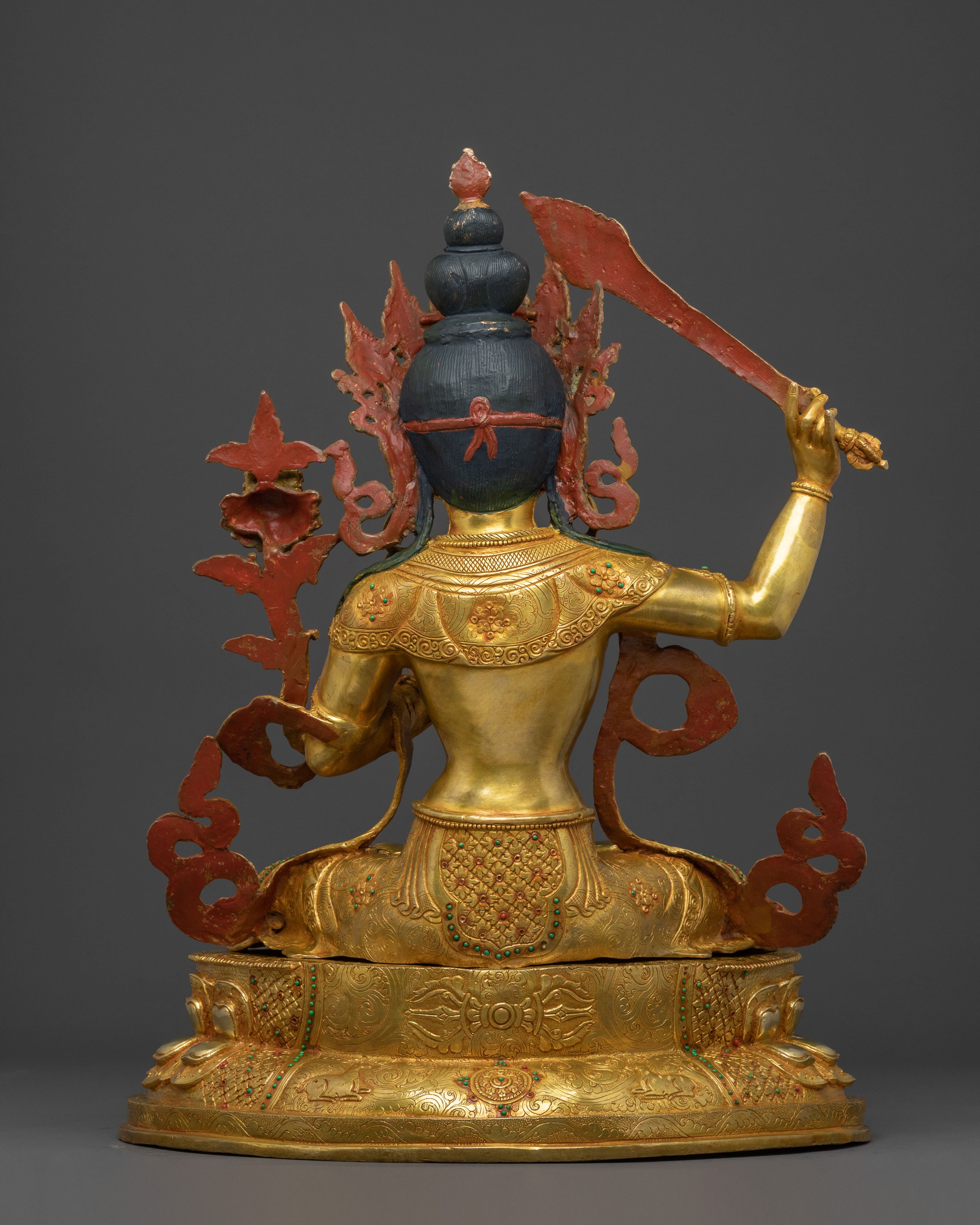 Manjushri 24k Gold Gilded Statue | Wisdom Figure