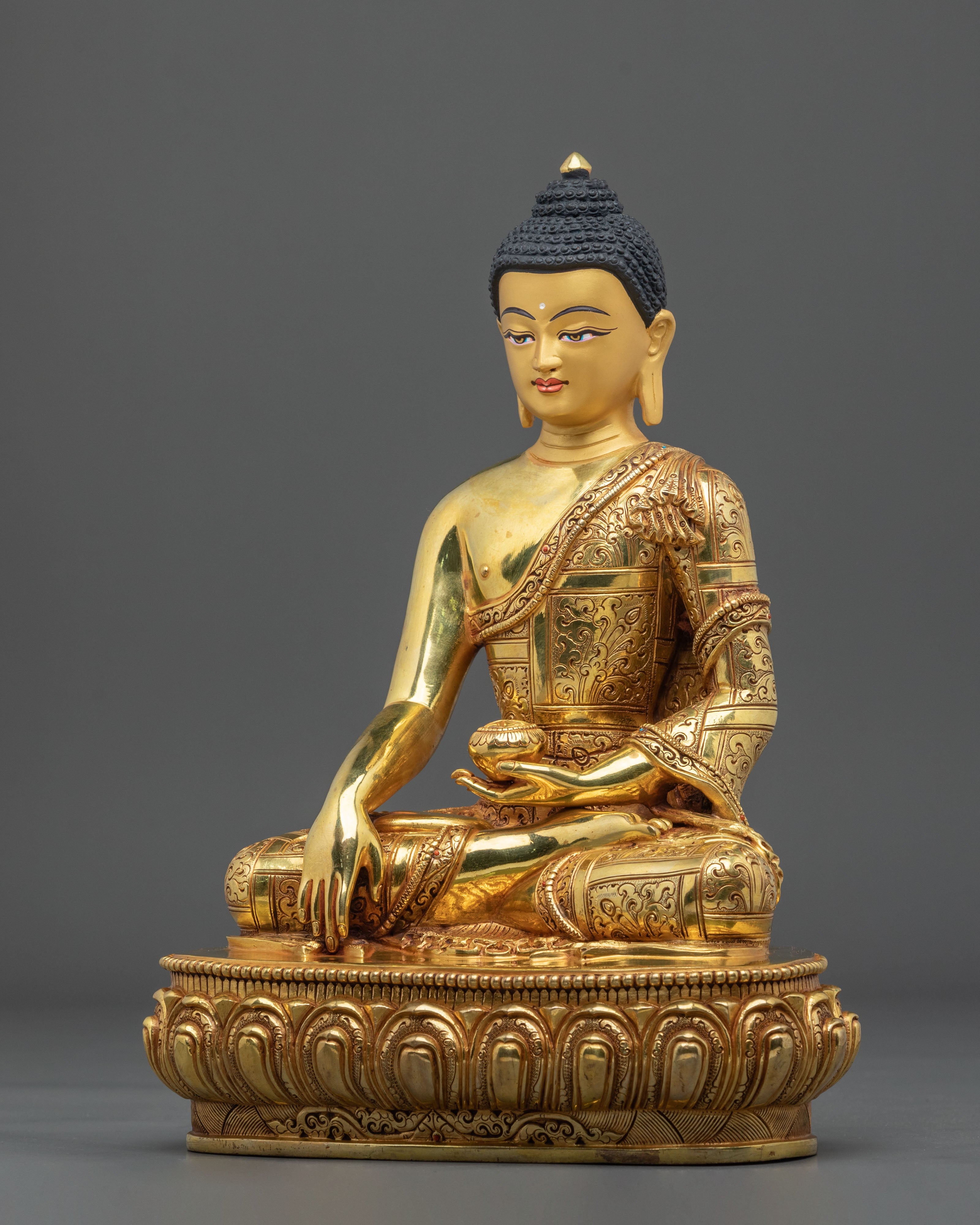Shakyamuni Buddha Figurine with Copper Body | Buddhist Shrine
