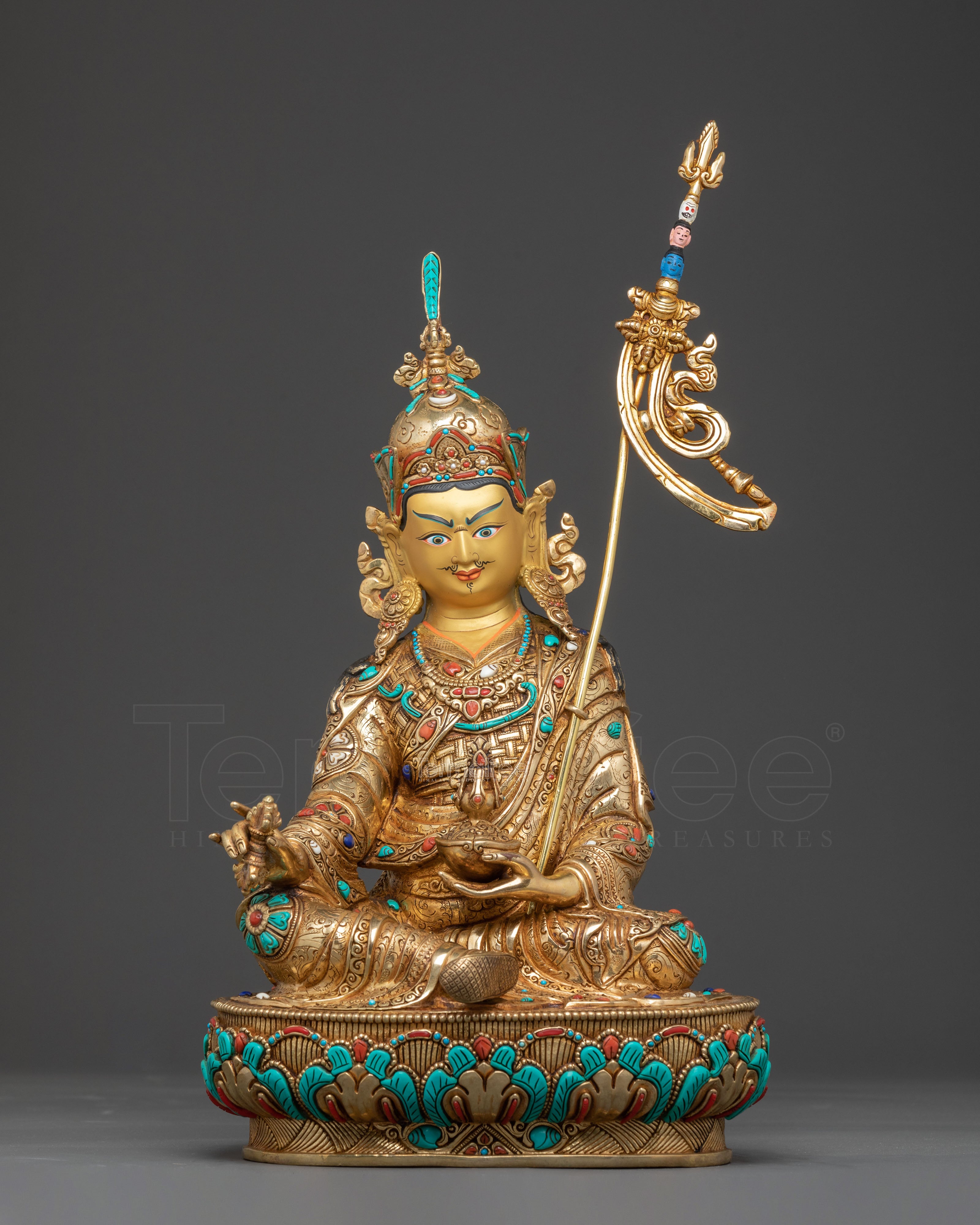 Guru Rinpoche Enlightened Statue: 24K Gold Gilded