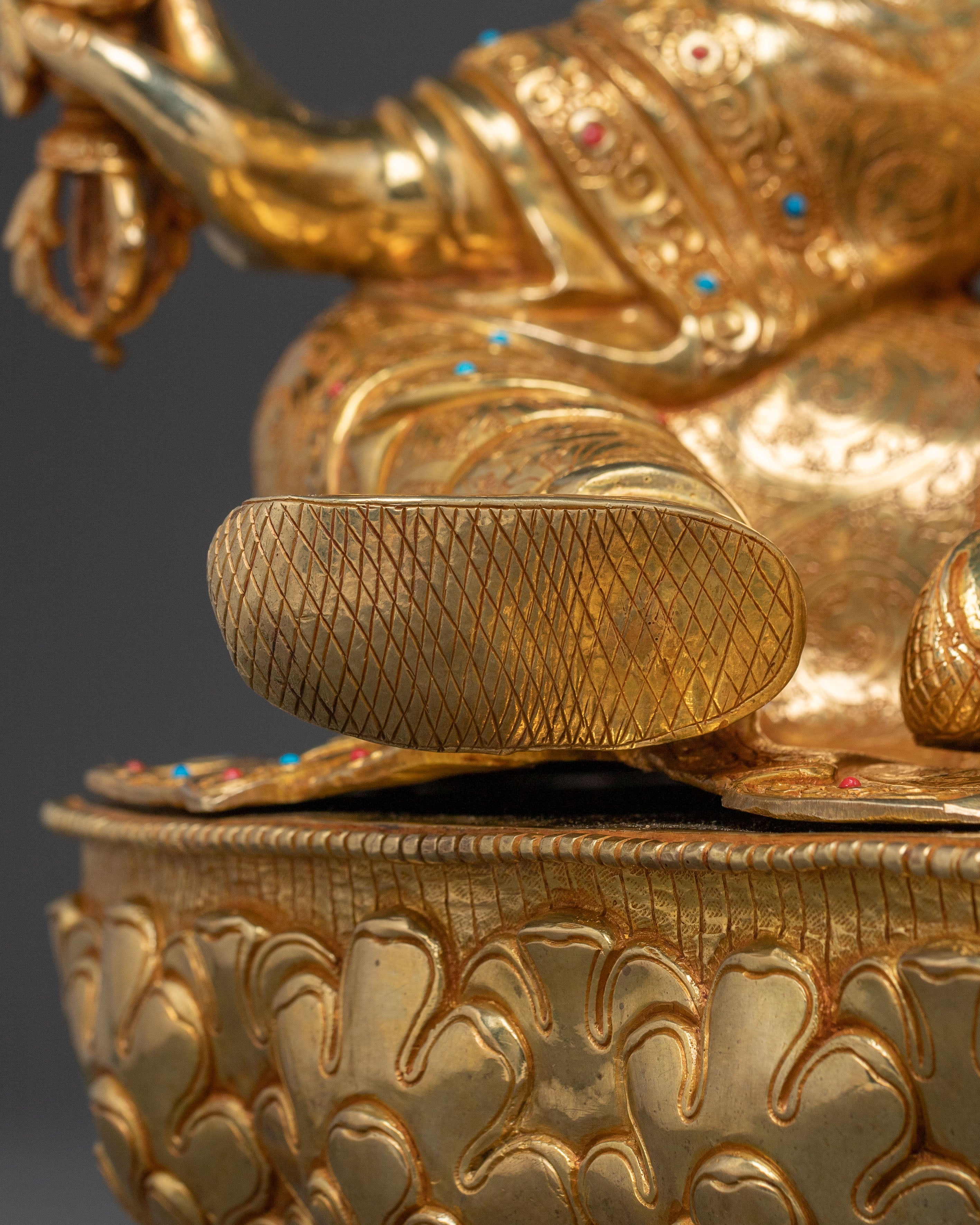 Guru Rinpoche 24K Gold Gilded Sacred Figure | Tibetan Buddhist Sculpture