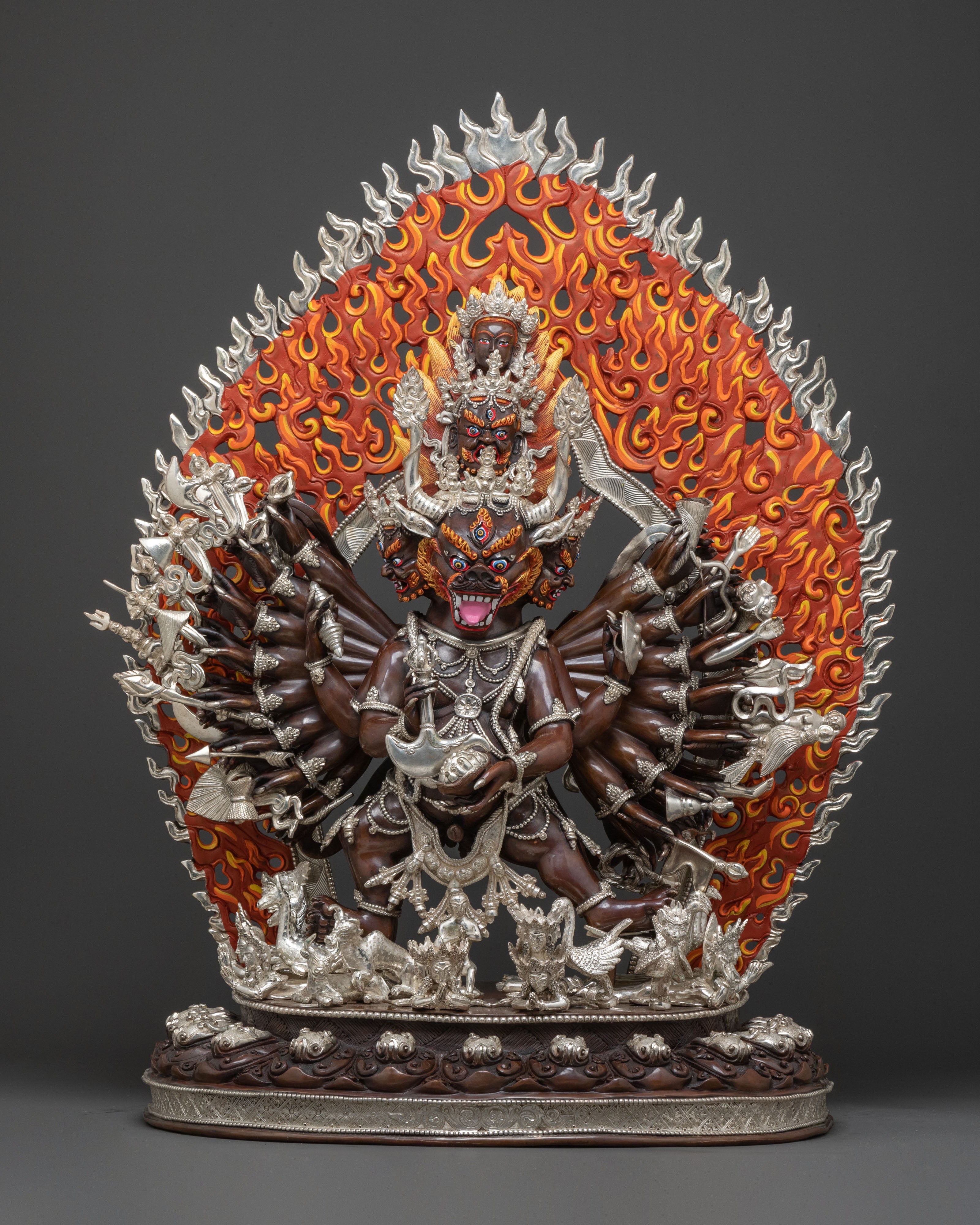 Oxidized Copper Yamantaka Statue | Buddhist Altar Decor