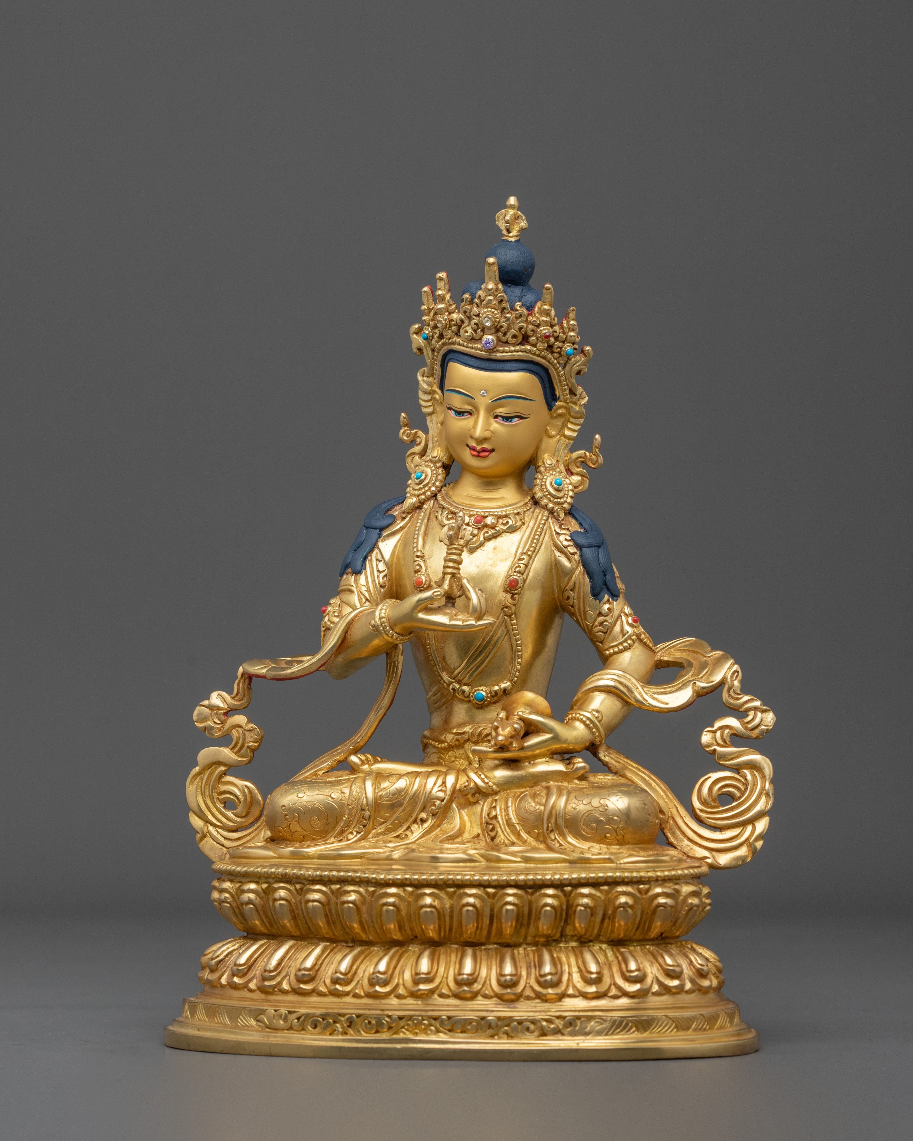 Hand-Crafted Vajrasattva 24K Gold Gilded Statue | Tibetan Deity