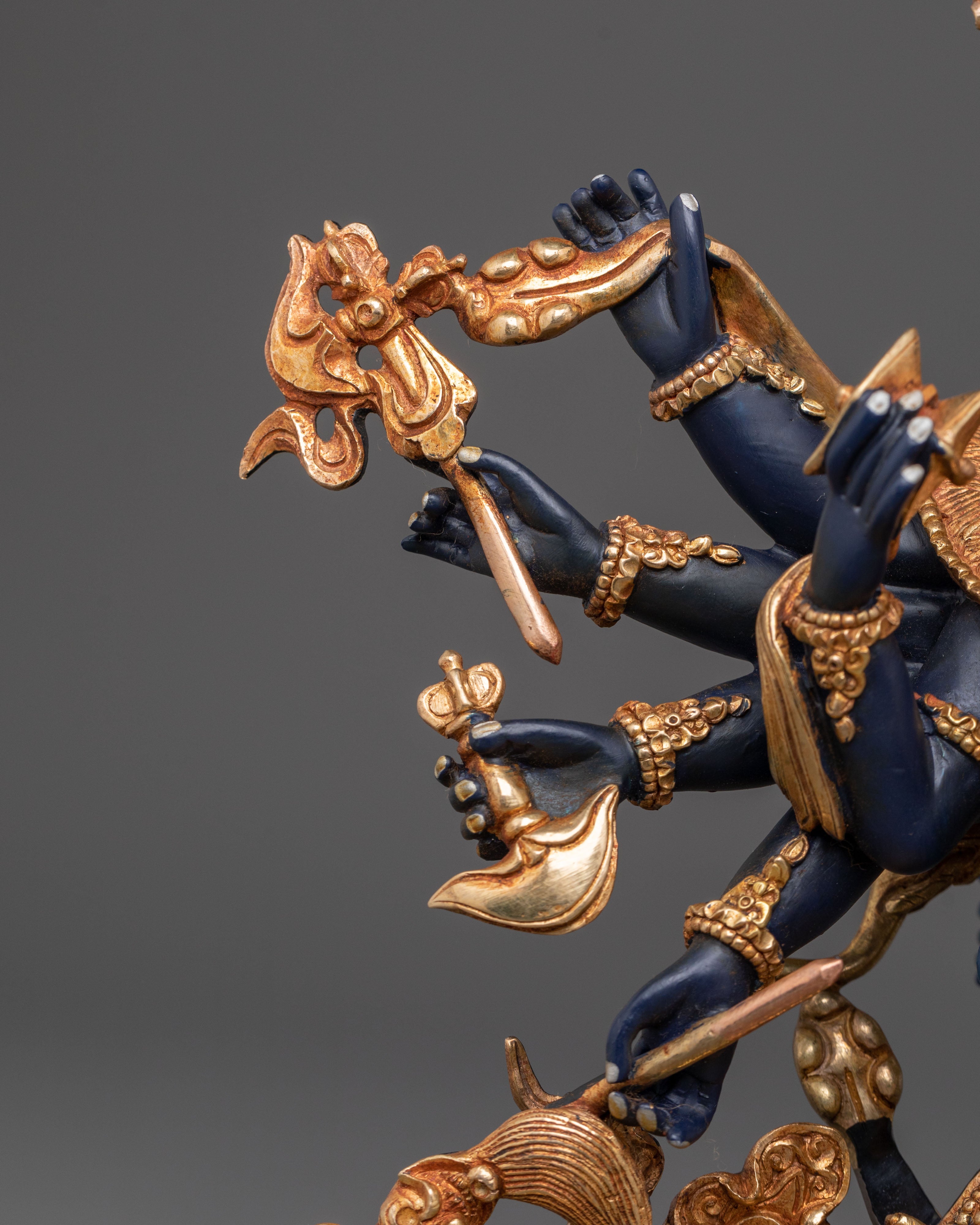 Chakrasamvara With Vajravarahi: 24K Gold Gilded Sculpture