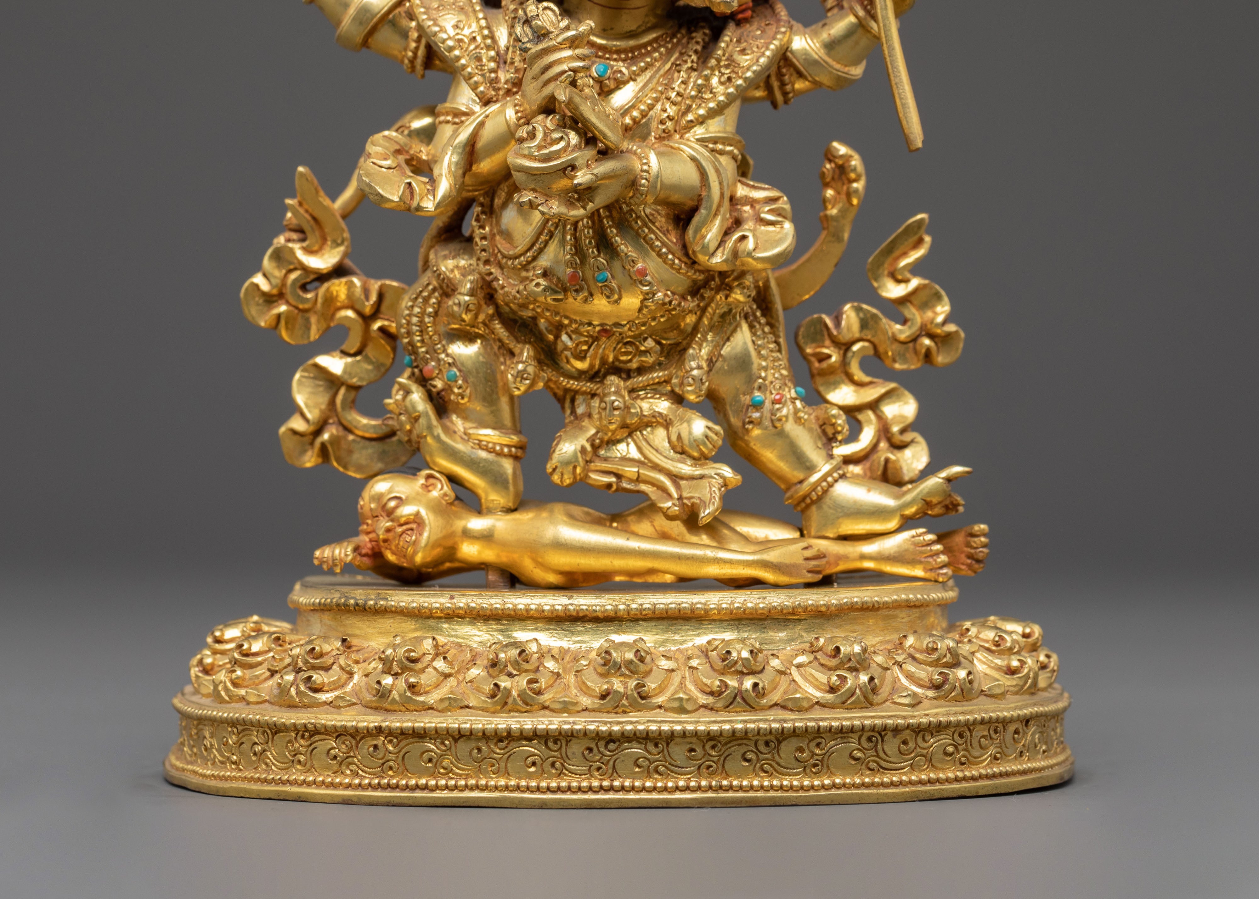 Handmade Four-Armed Mahakal Statue of Protection | Traditional Himalayan Art