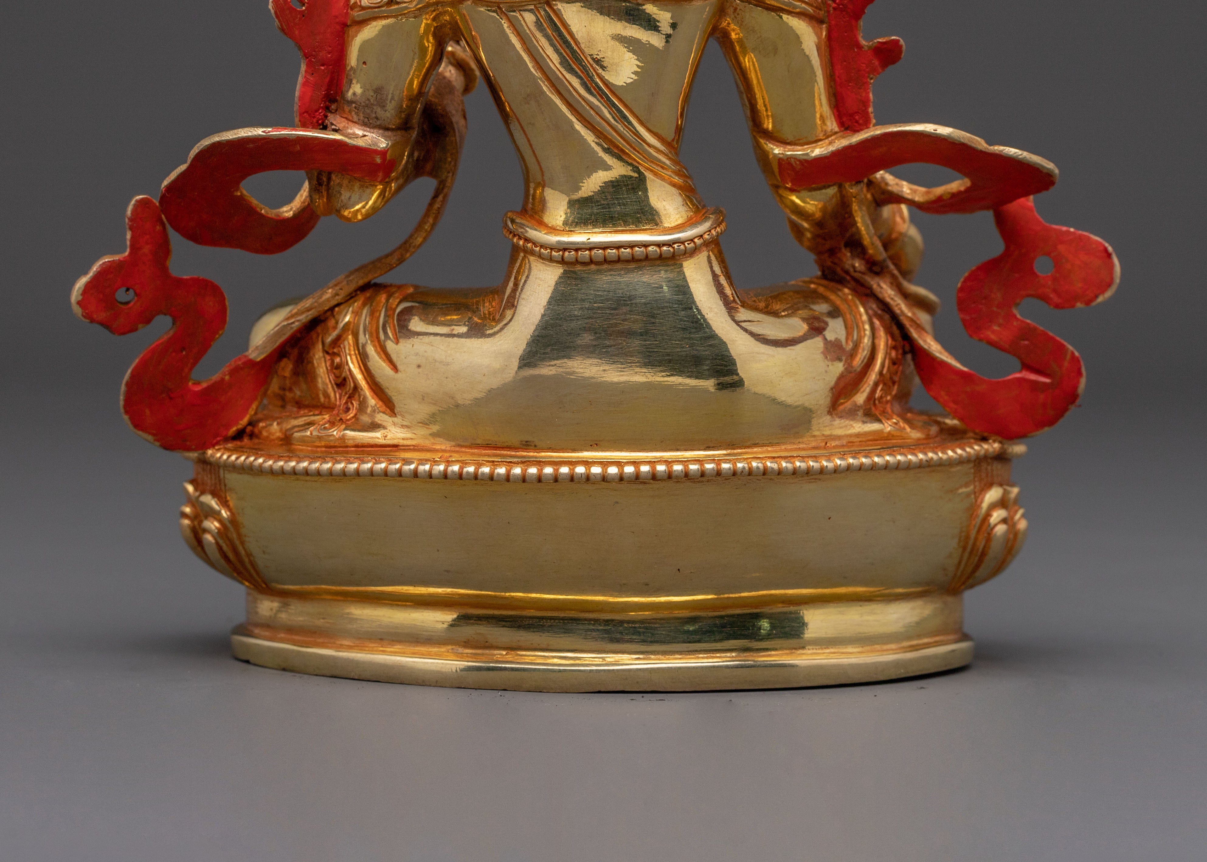 Gold Glided Green Tara Statue - Handcrafted Copper Artwork