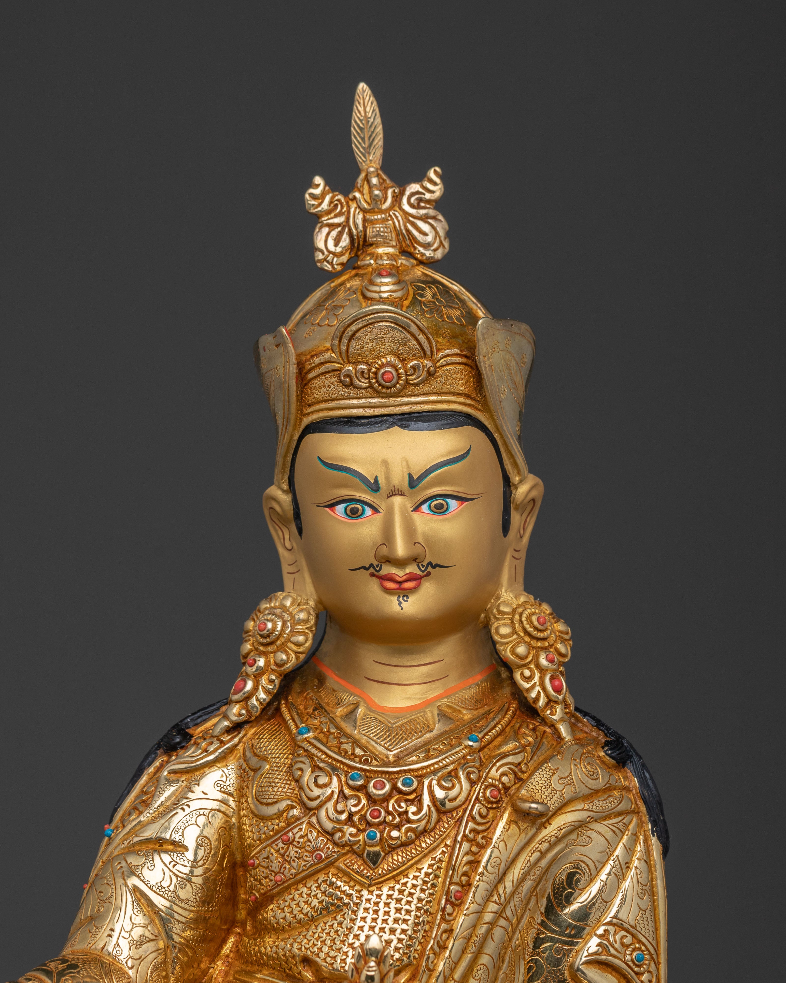 Guru Rinpoche Statue: 24K Gold Gilded Tantric Master