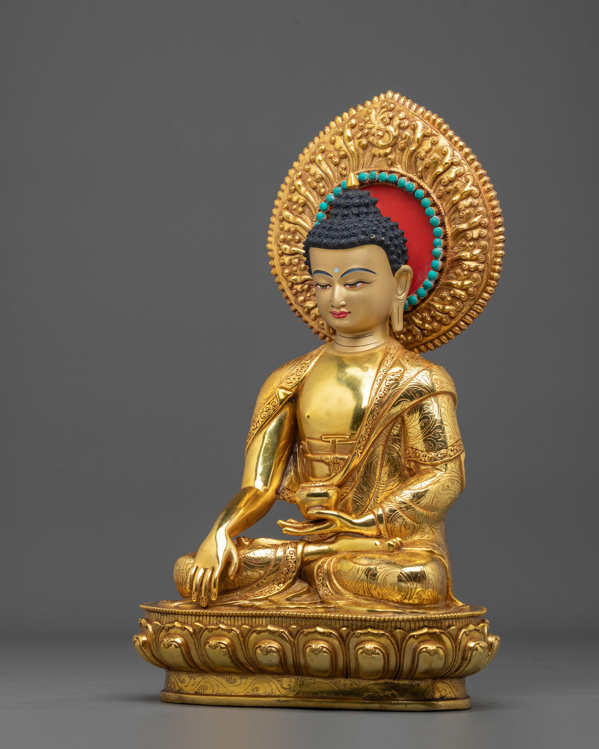 Hand-Carved Shakyamuni Buddha Sculpture of Enlightenment