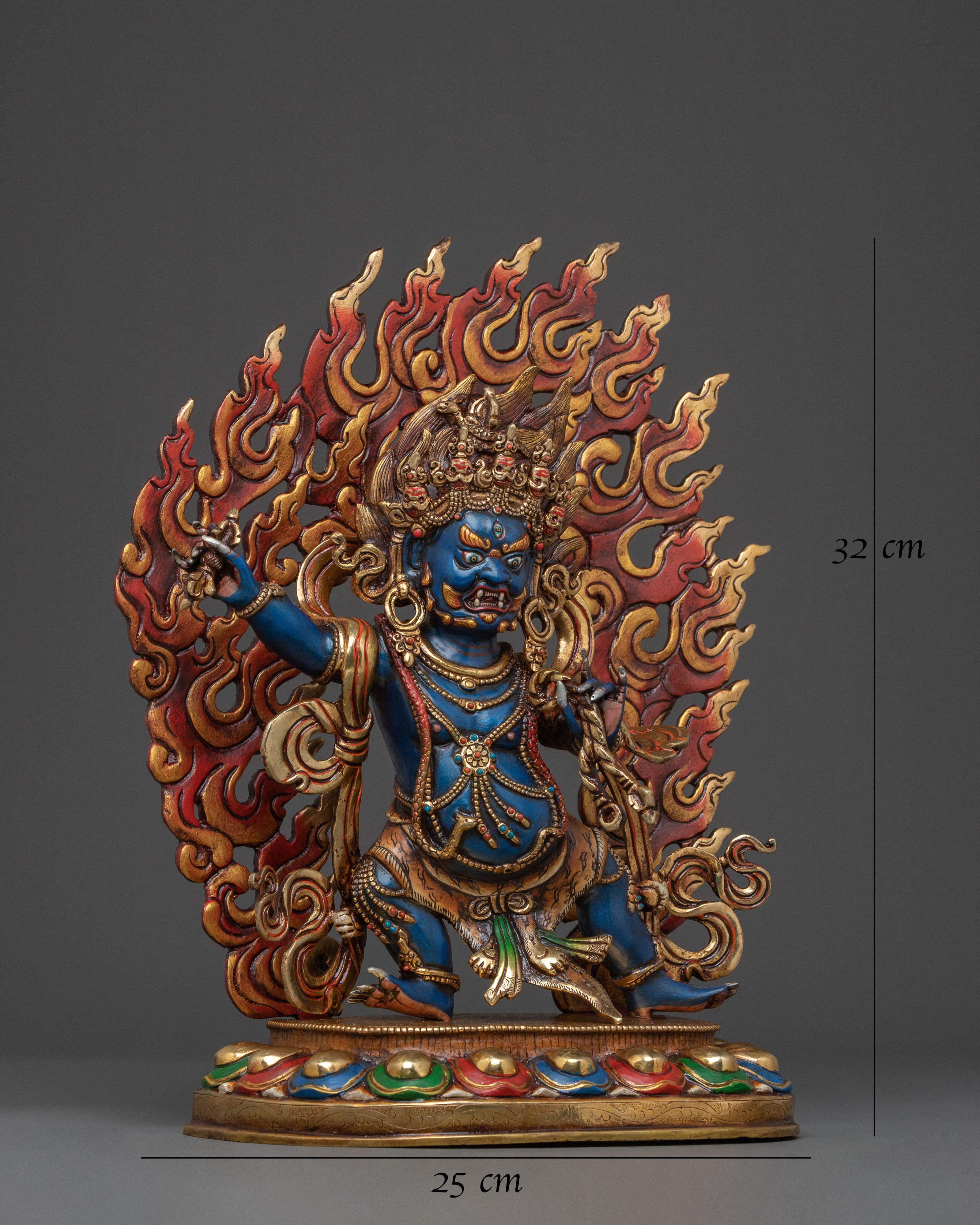 Powerful Vajrapani Spiritual Figurine with Gemstones