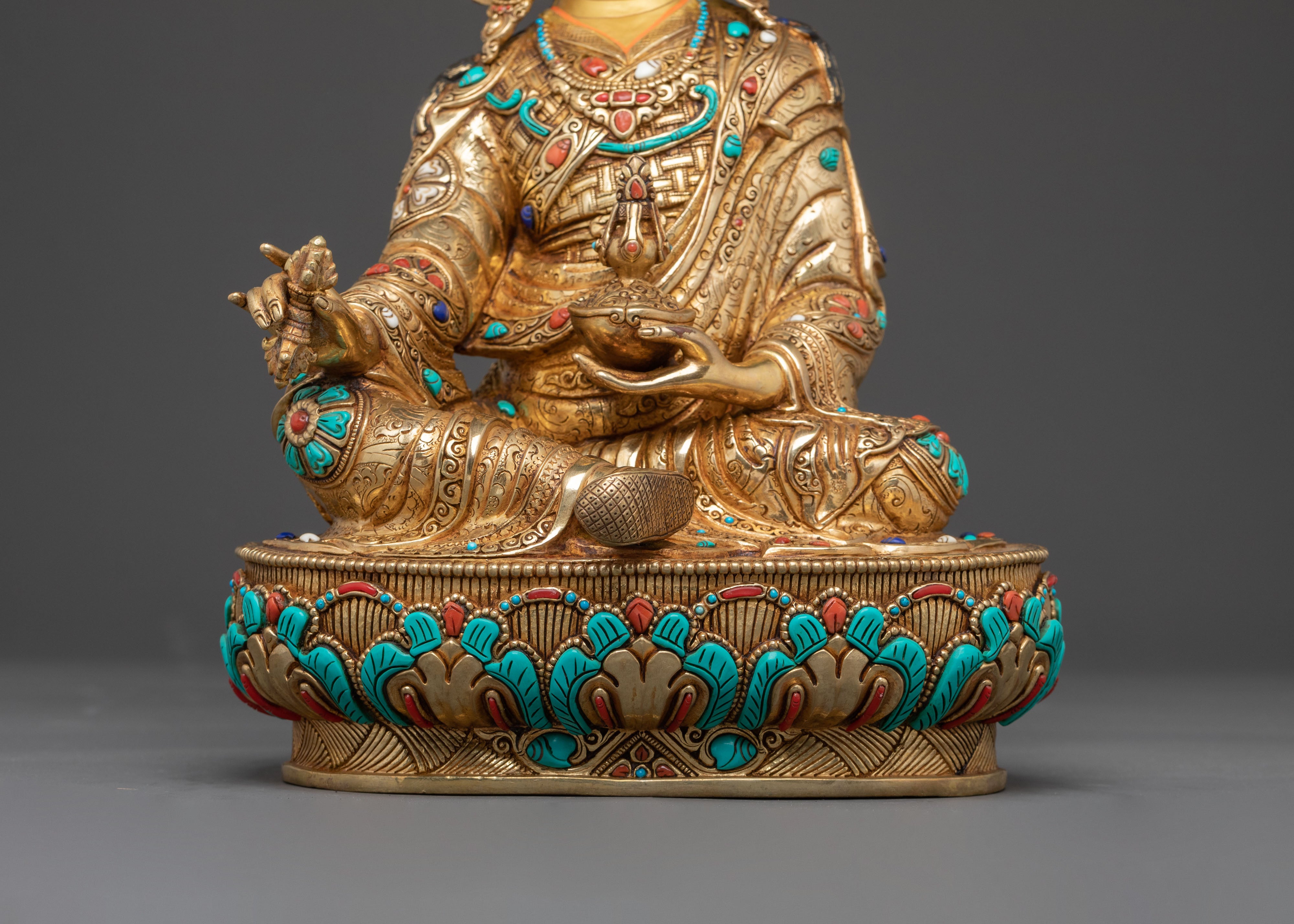 Guru Rinpoche Enlightened Statue: 24K Gold Gilded