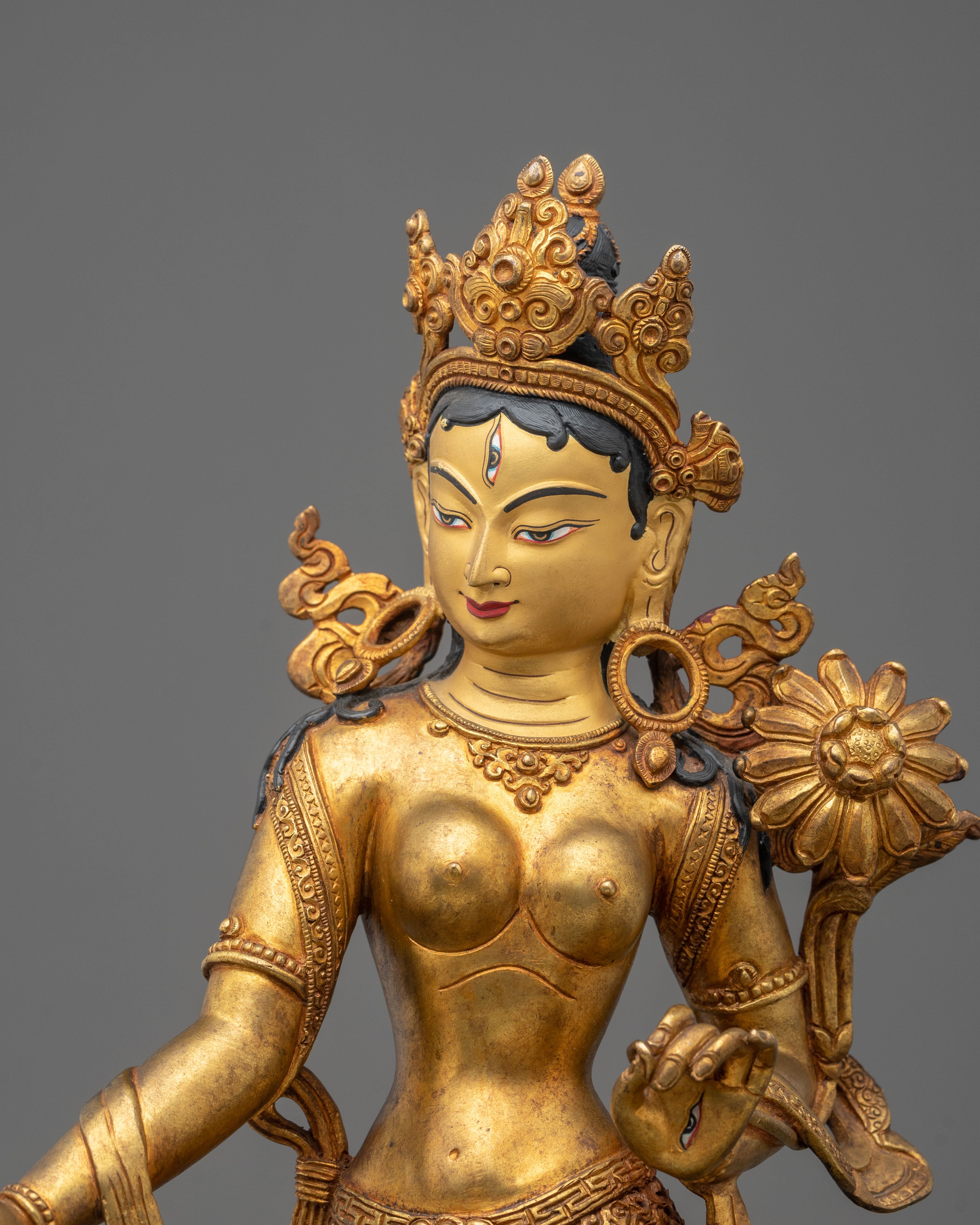Radiant Handmade Standing Tara Sacred Sculpture