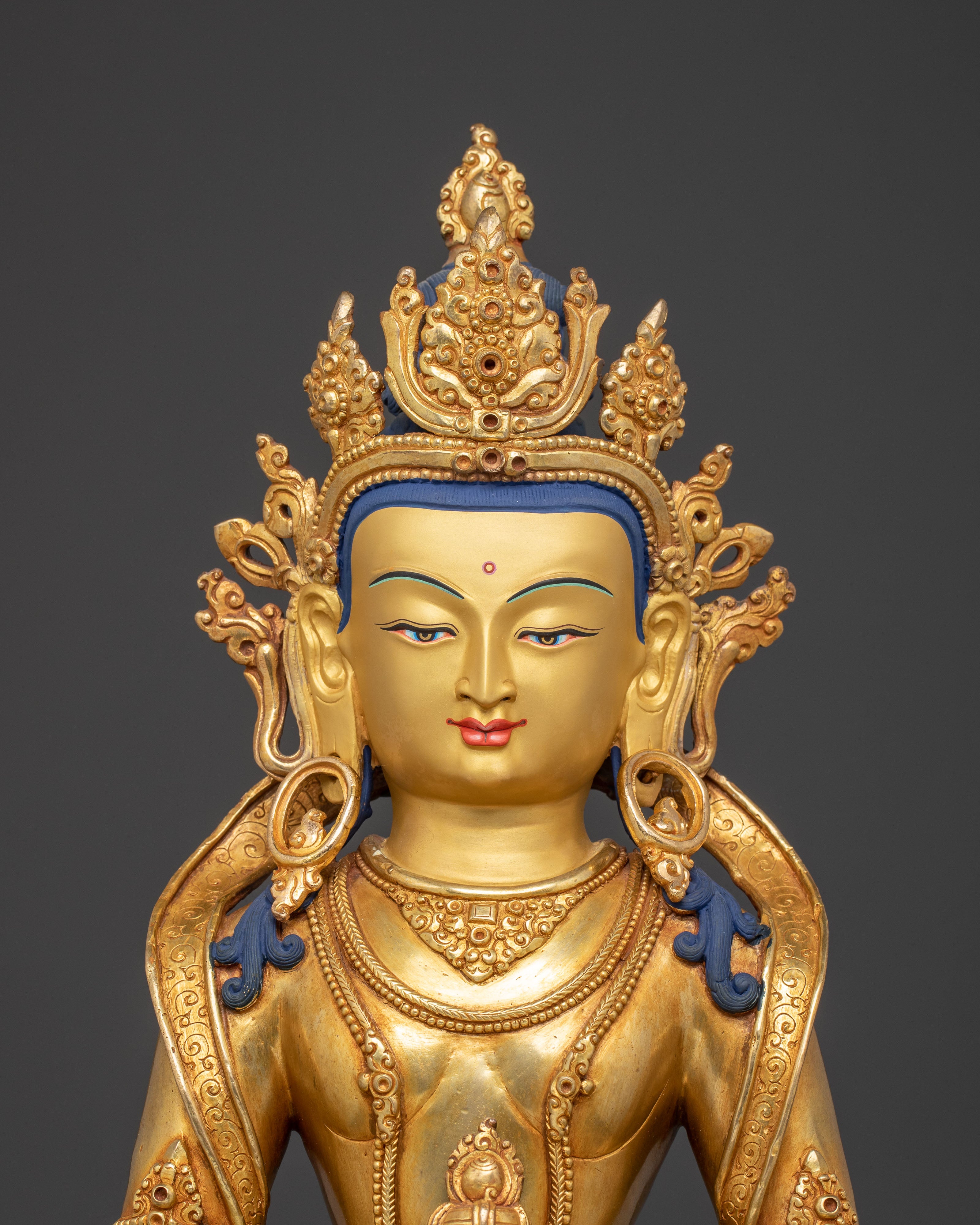 Golden Handmade Statue of Bodhisattva Amitayus | Buddhist Artwork