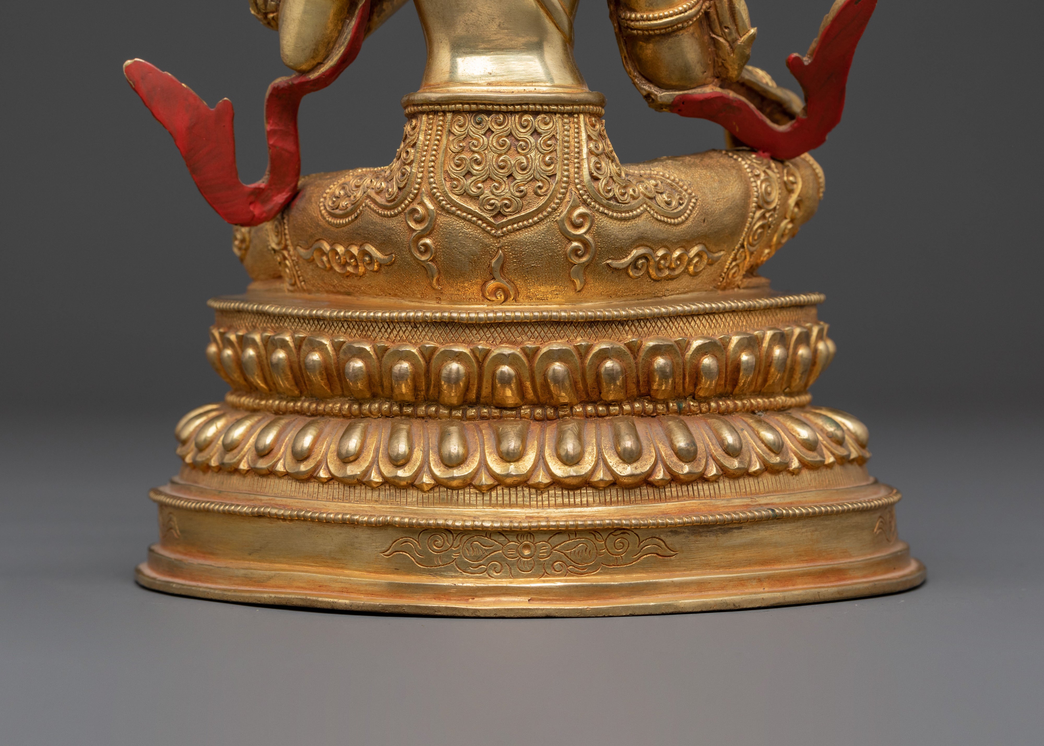Green Tara 24K Gold Gilded Statue for Rituals