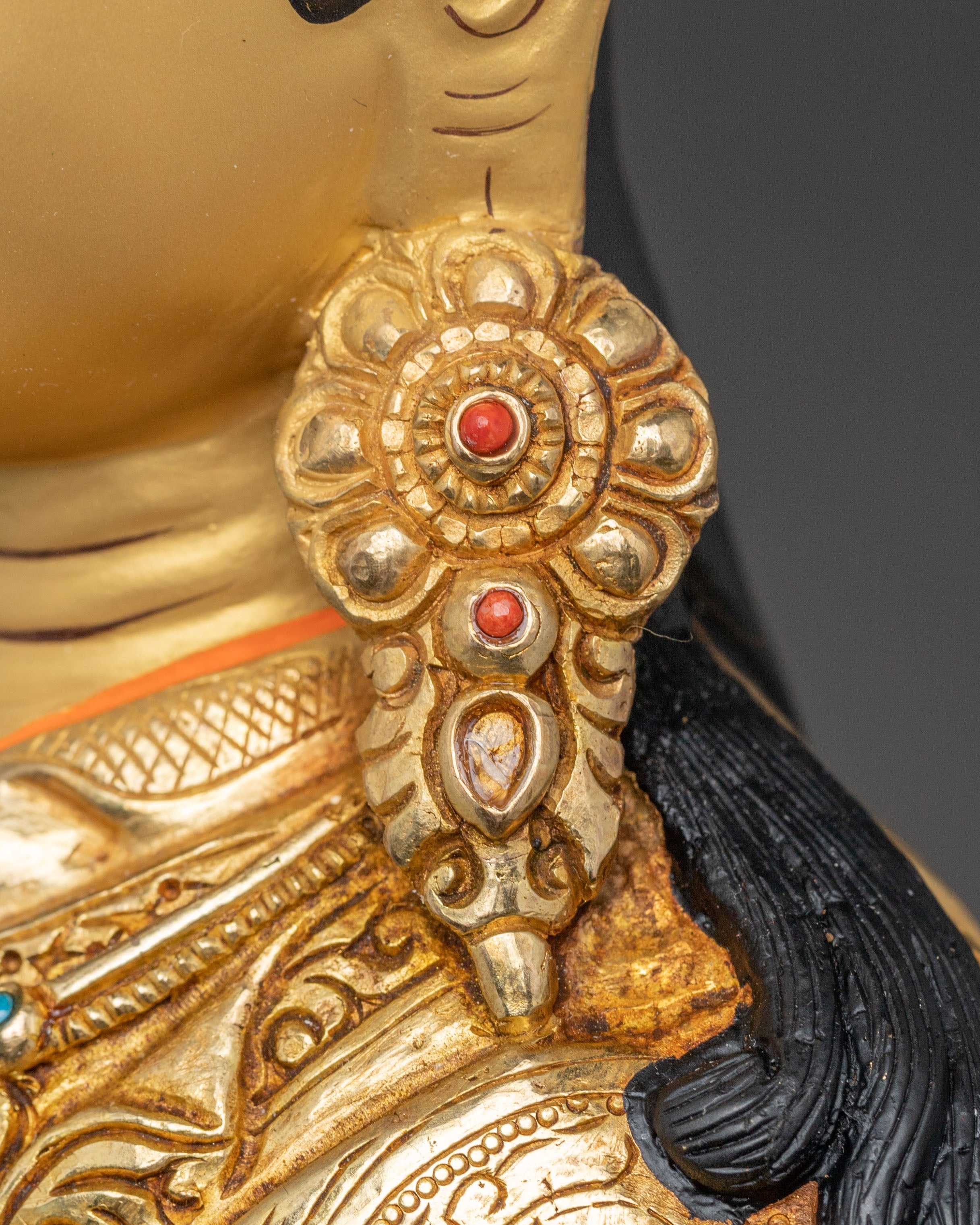 Guru Rinpoche Handcrafted Statue | 24k Gold Gilded Sculpture