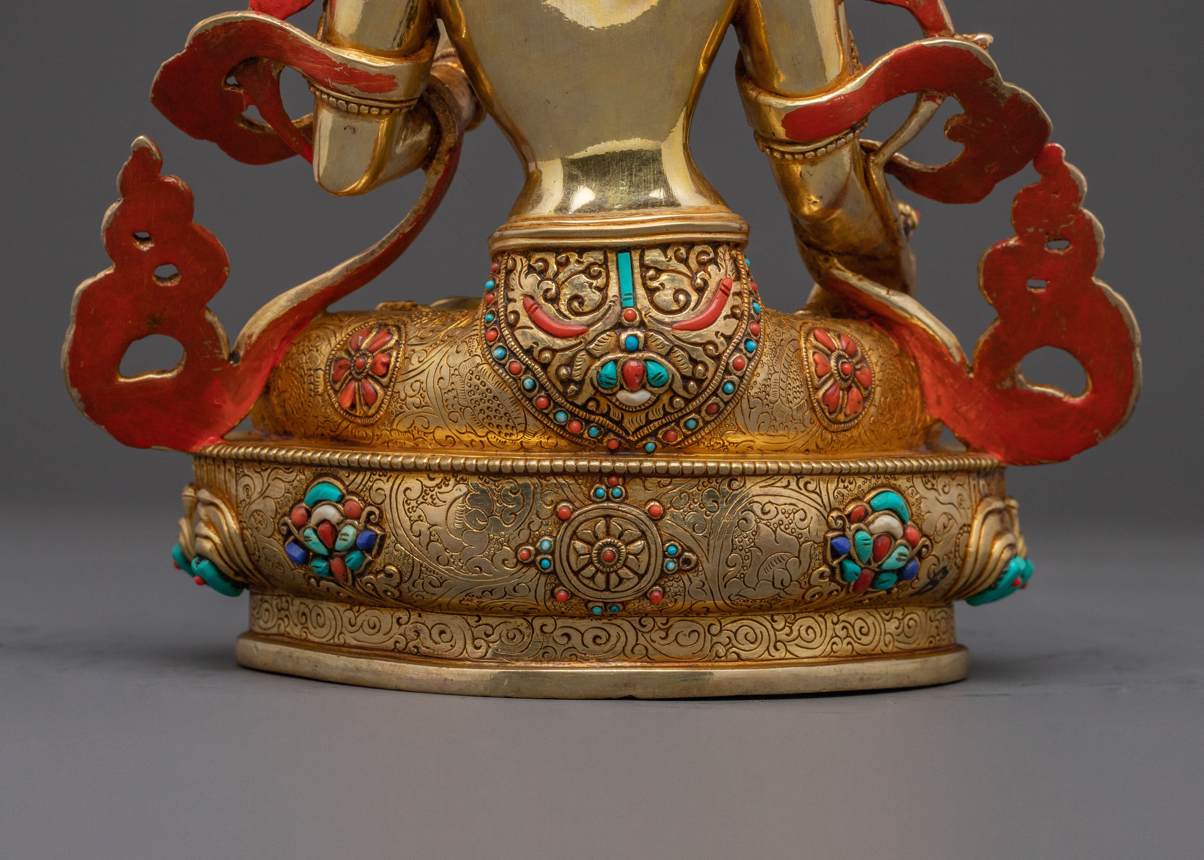 Handcrafted White Tara Sacred Statue – Gilded Perfection