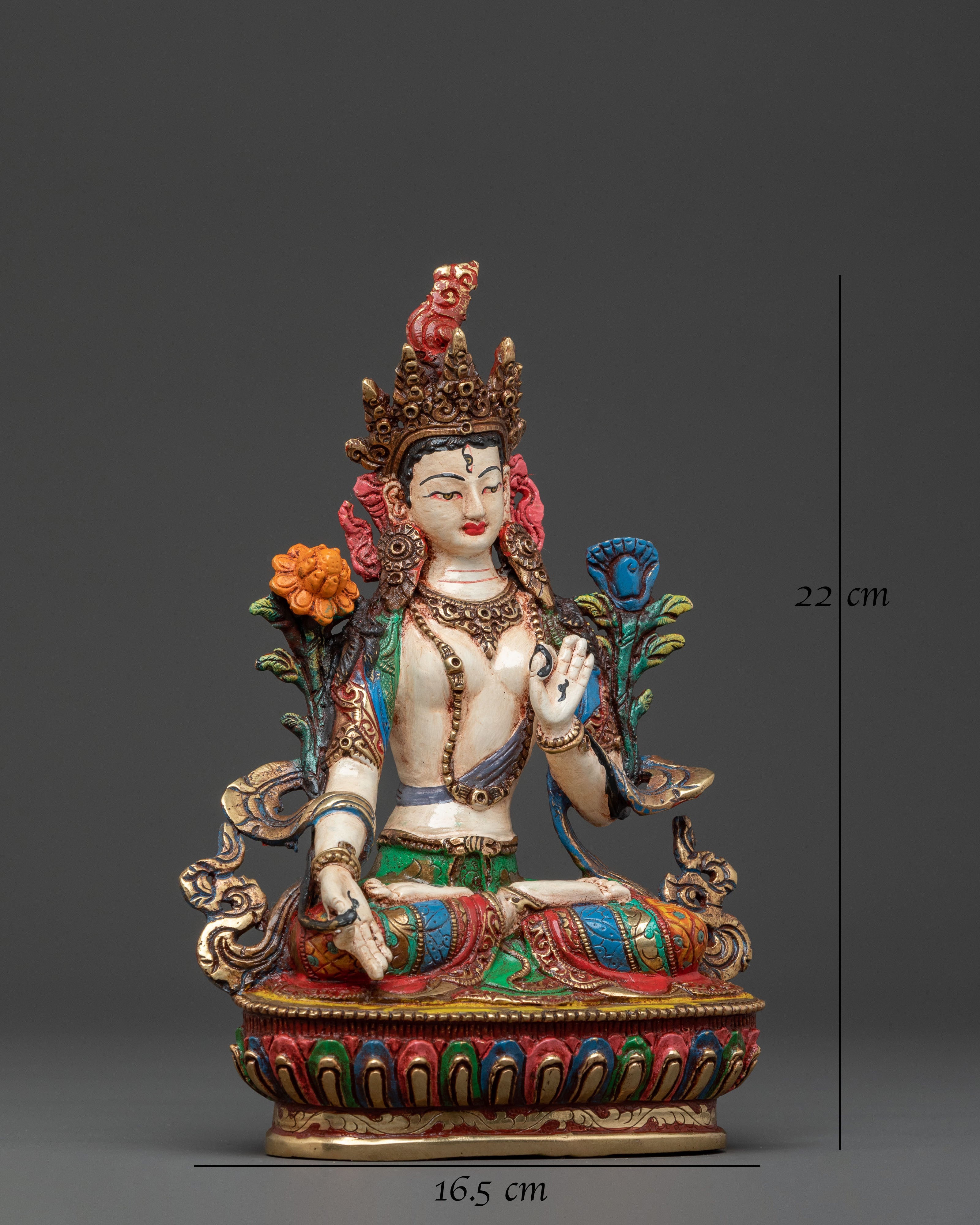 White Tara Sacred Sculpture: Seven-Eyed Goddess