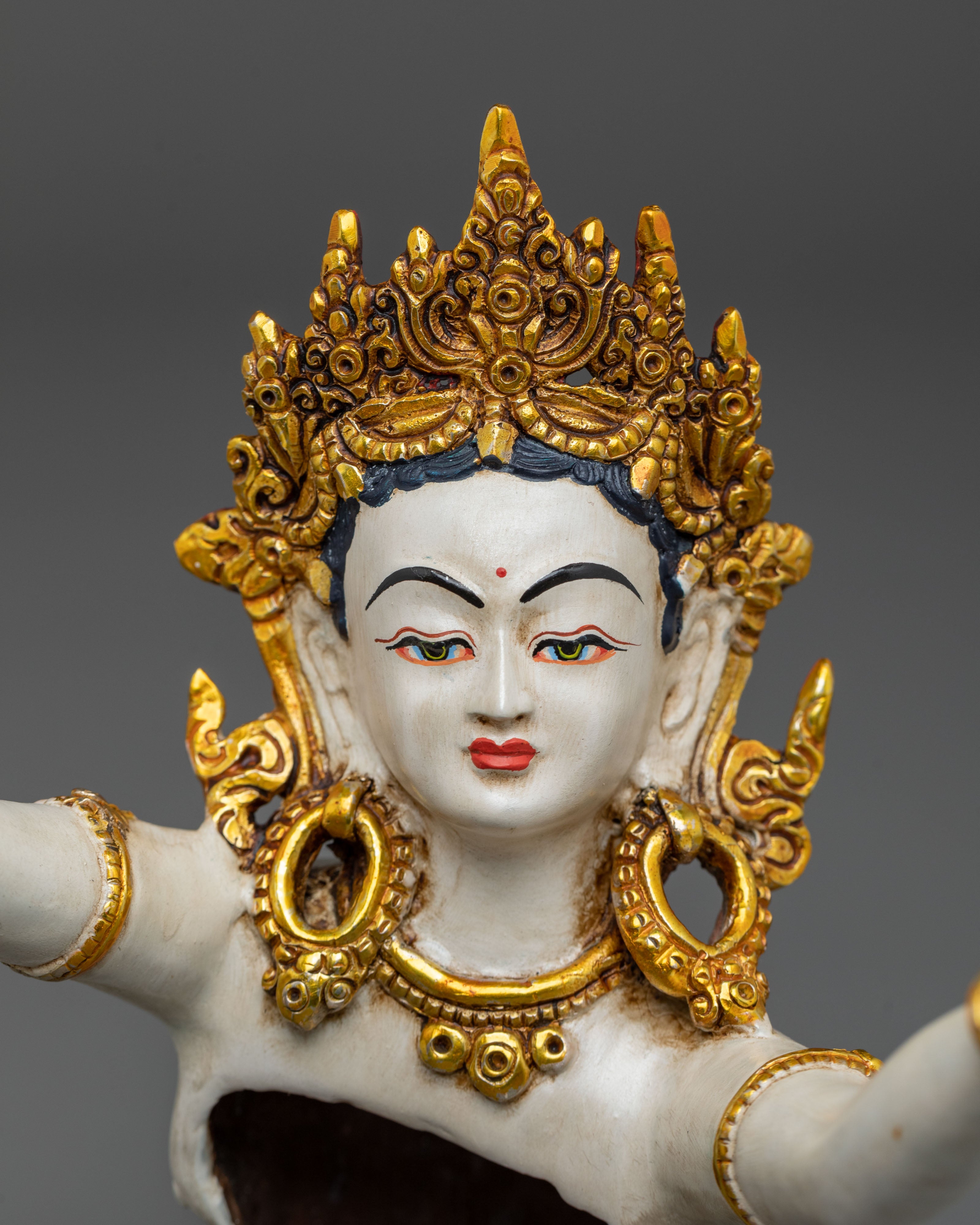 Vajradhara Statue with Consort | Gold & Acrylic Painted Figurine