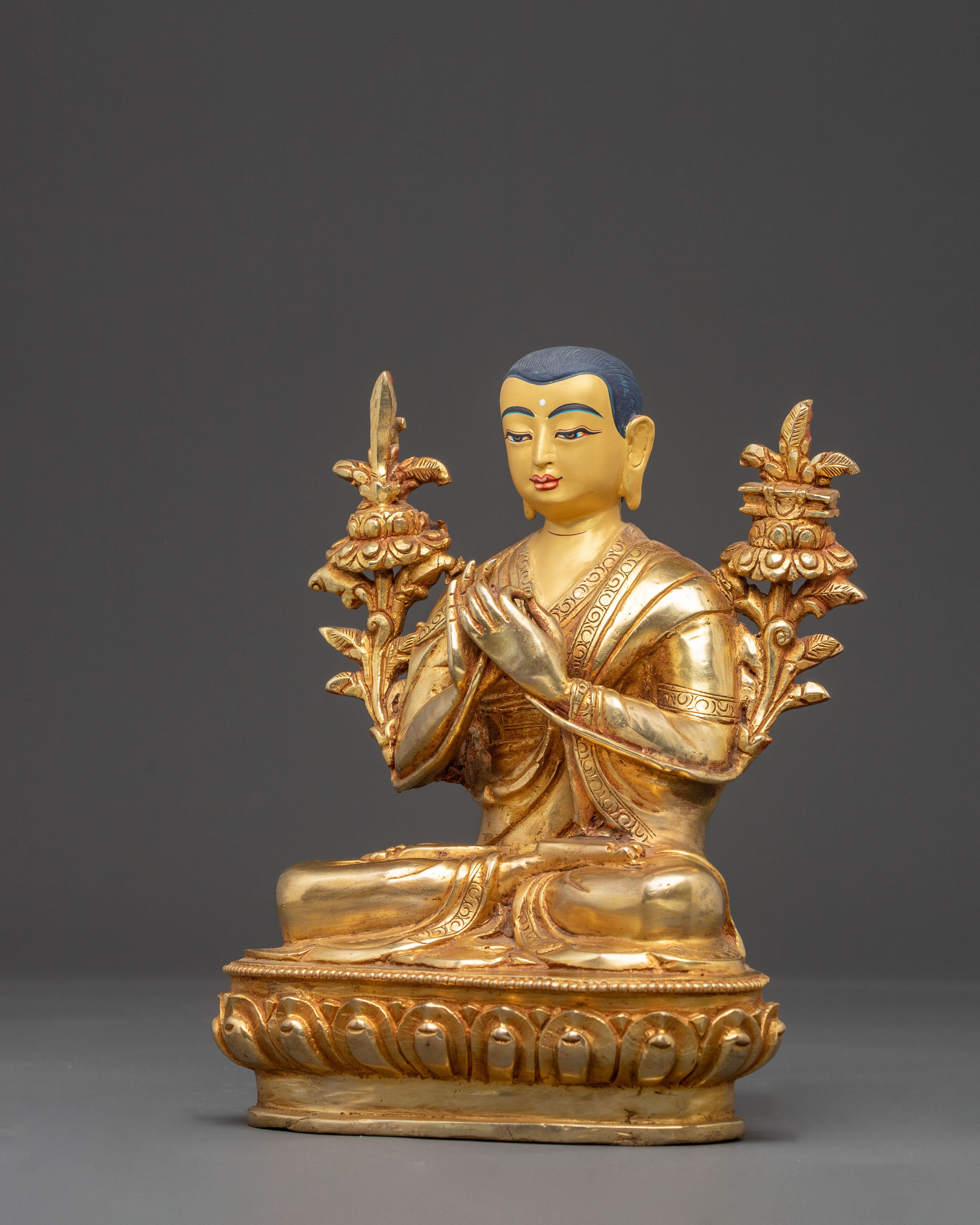 Golden Buddhist Master Set Statue | Tsongkhapa and His Disciples Statue Set