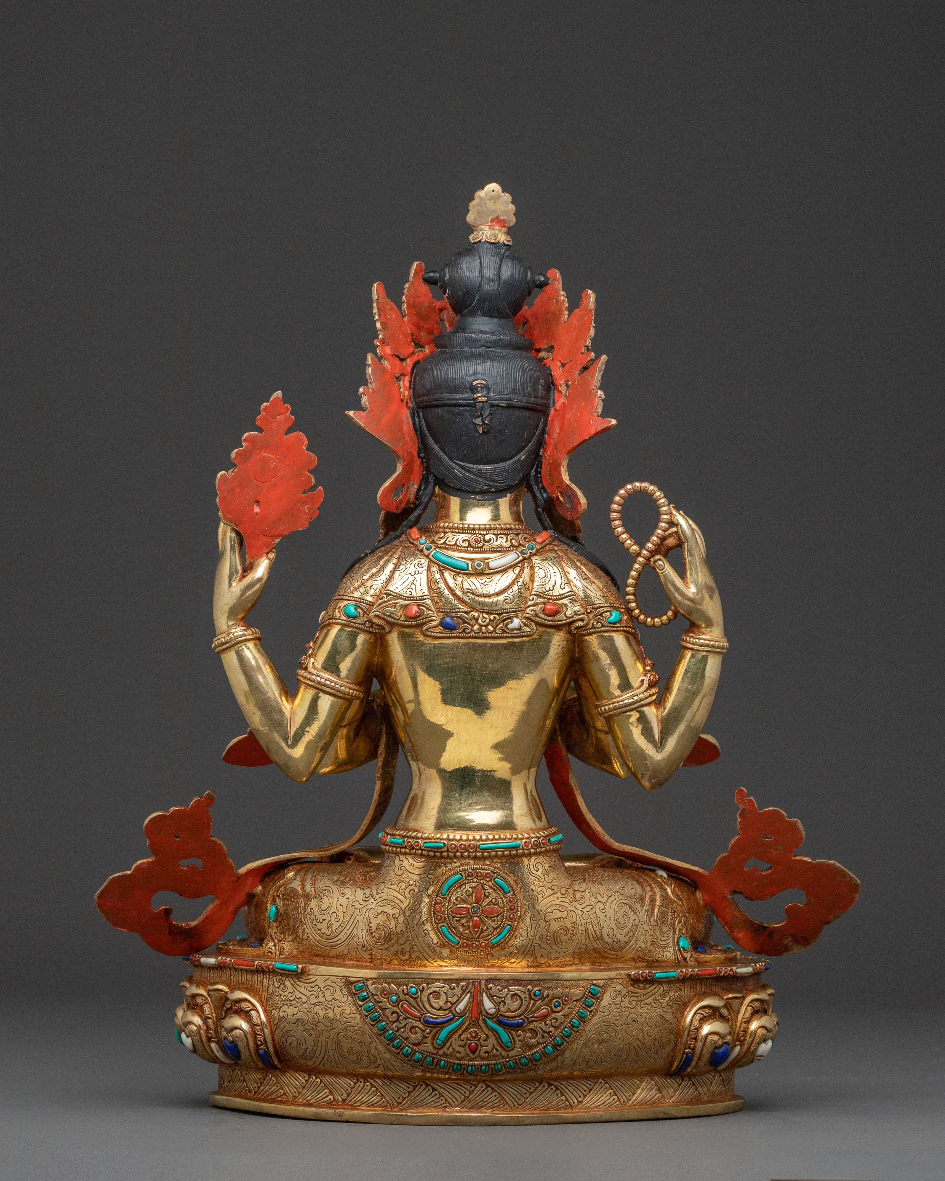 Chenrezig Altar Statue - 24K Gold Gilded