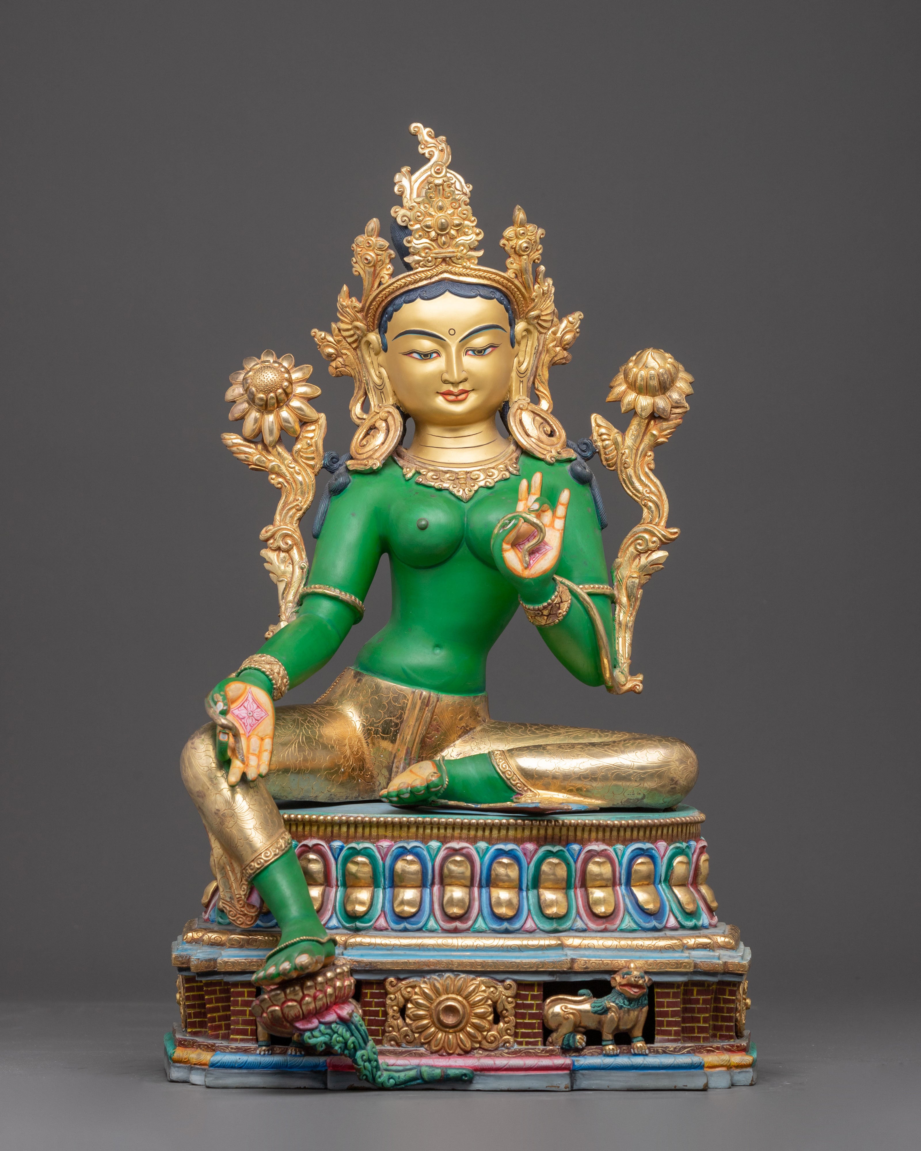 Peaceful Statue of Mother Green Tara