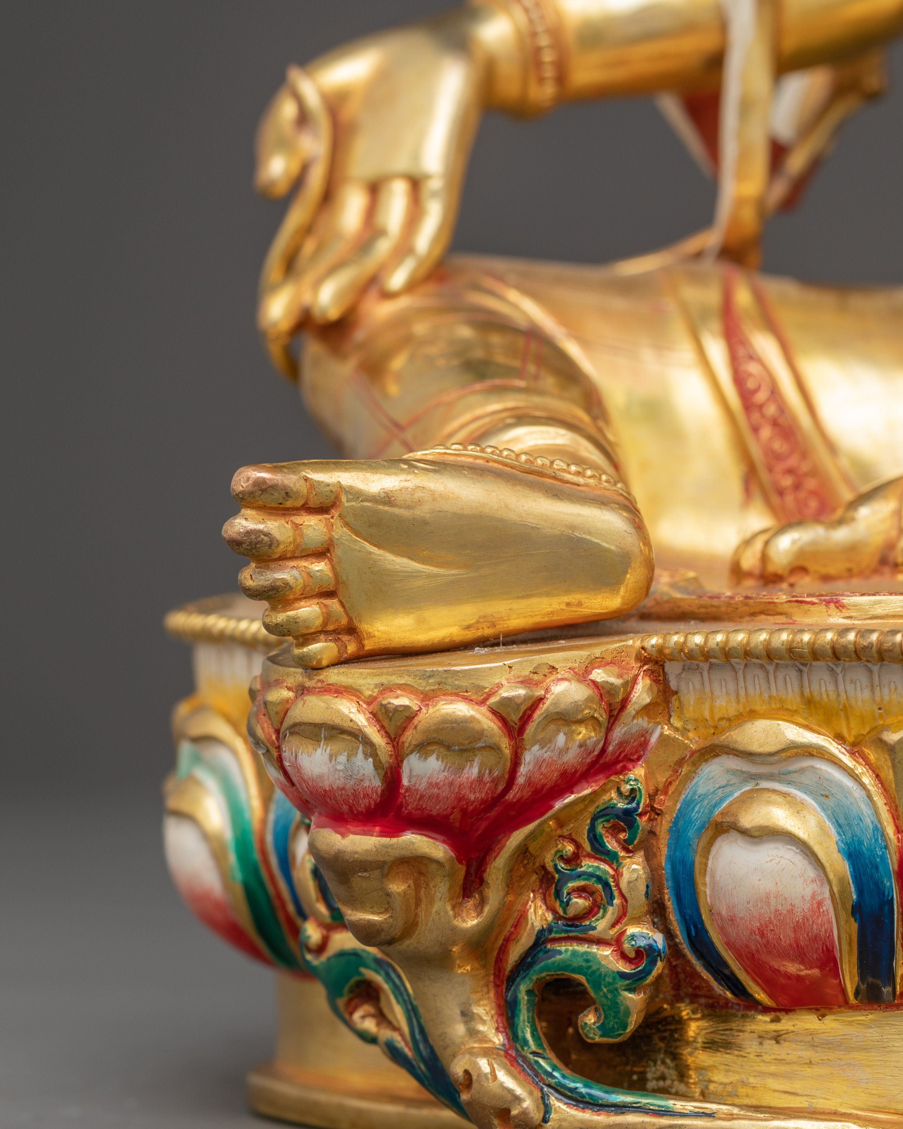 Handmade 24k Gold Glided Statue of Green Tara | Compassion Goddess