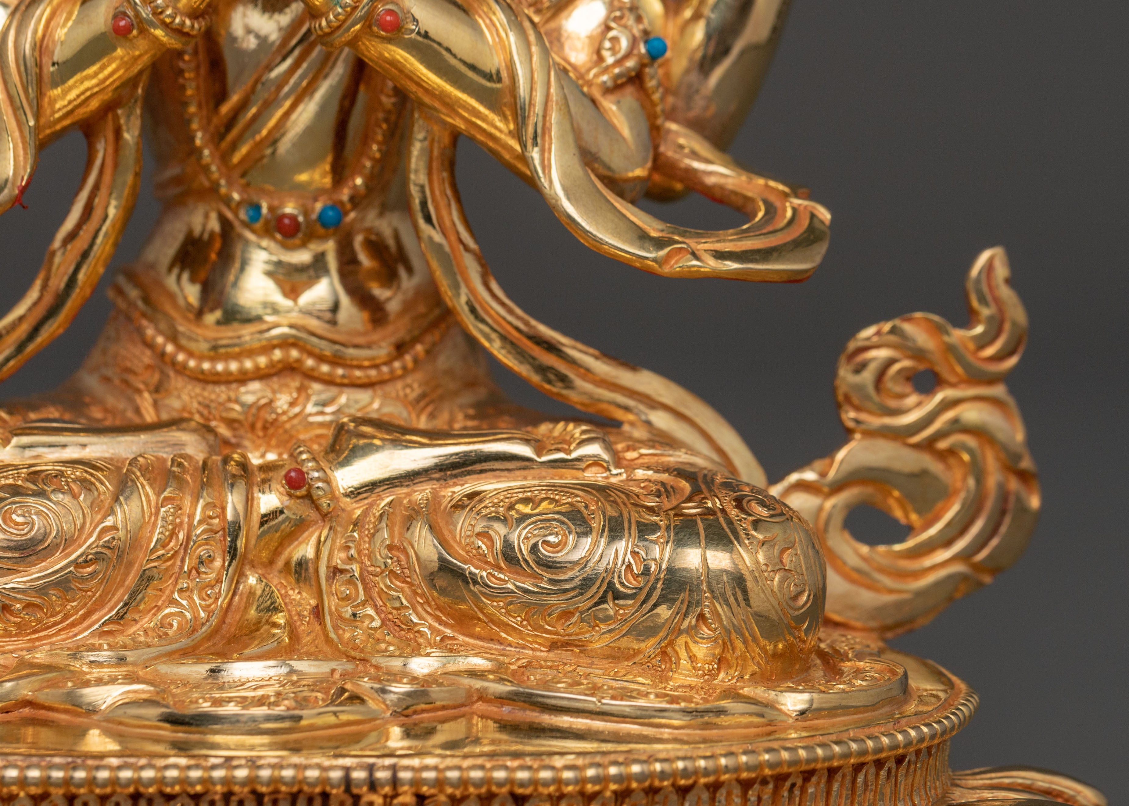 Four Armed Chenrezig Sacred Statue in Shimmering 24K Gold