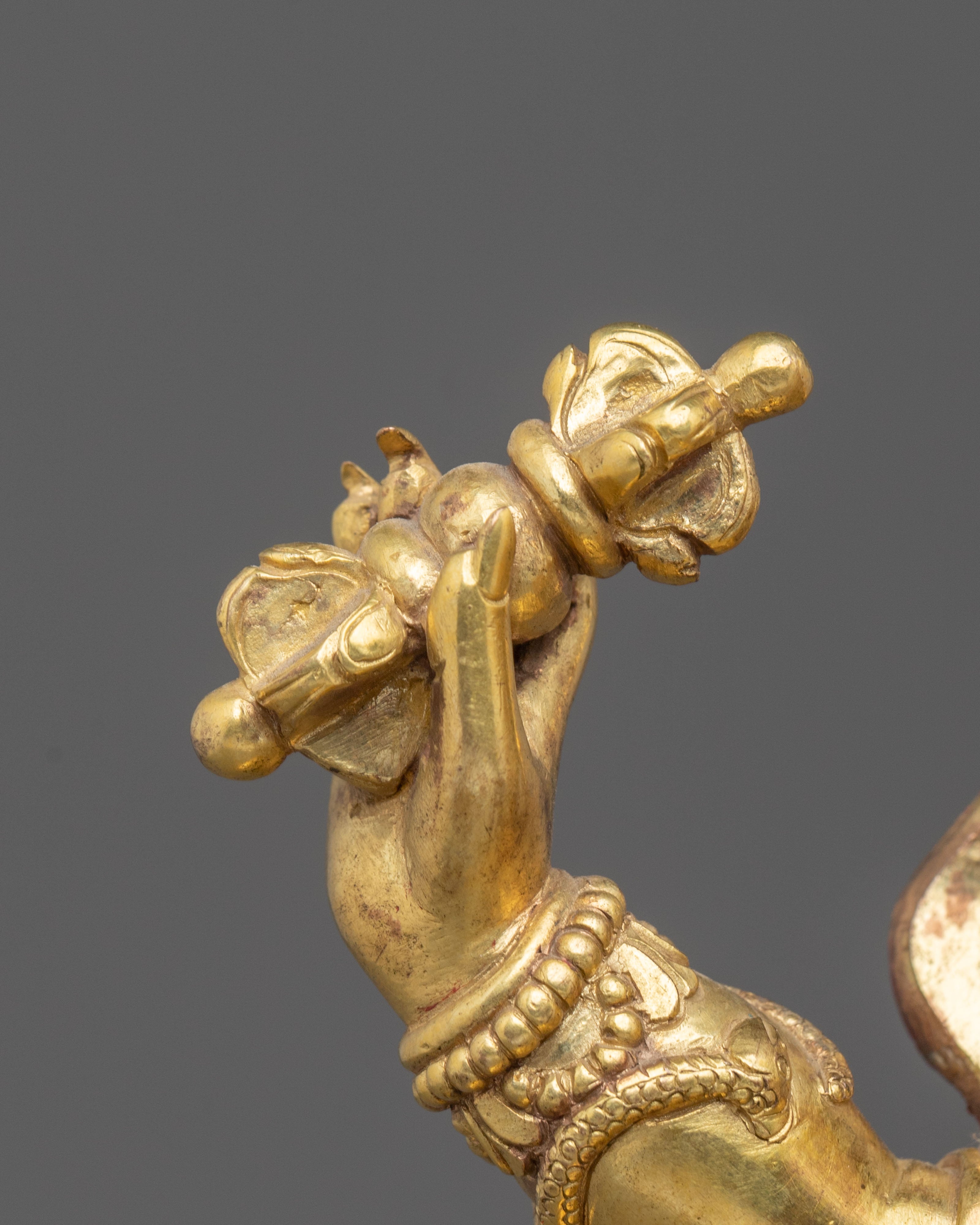 Vajrapani Fire Gold Gilded Figurine | Himalayan Meditation Altar Decor |