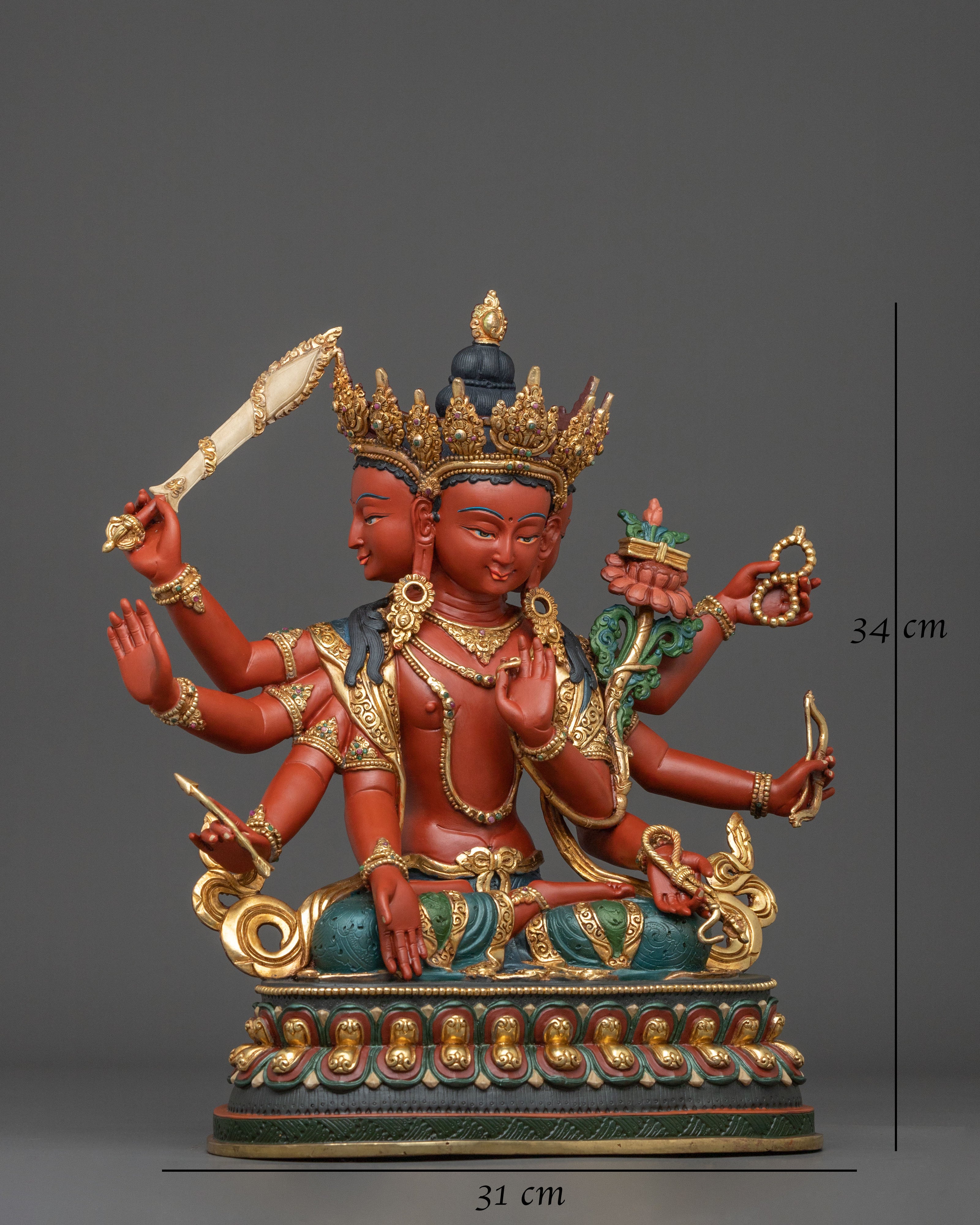 Maha Manjushri Copper Statue | Meditation Altar Decor
