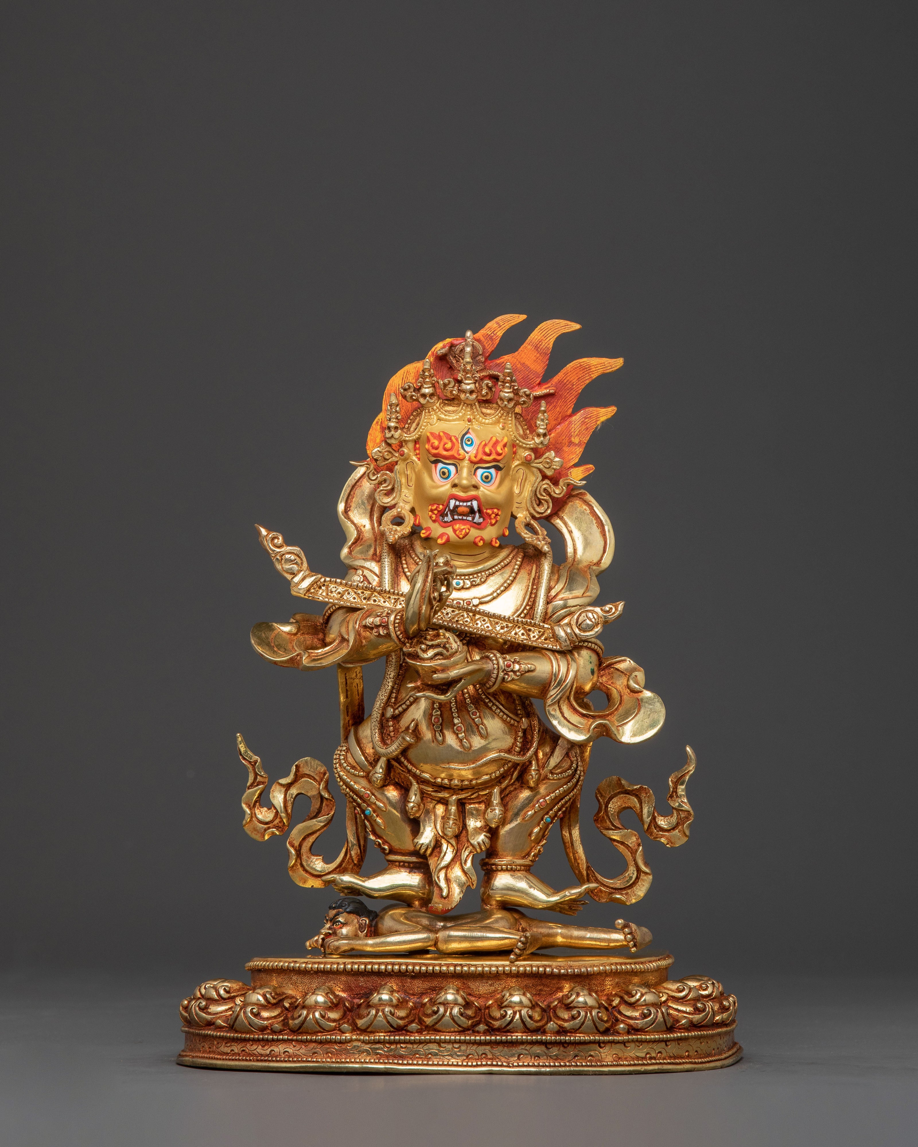 Shakya Mahakala Holy Statue | Hand-Gilded Copper Art