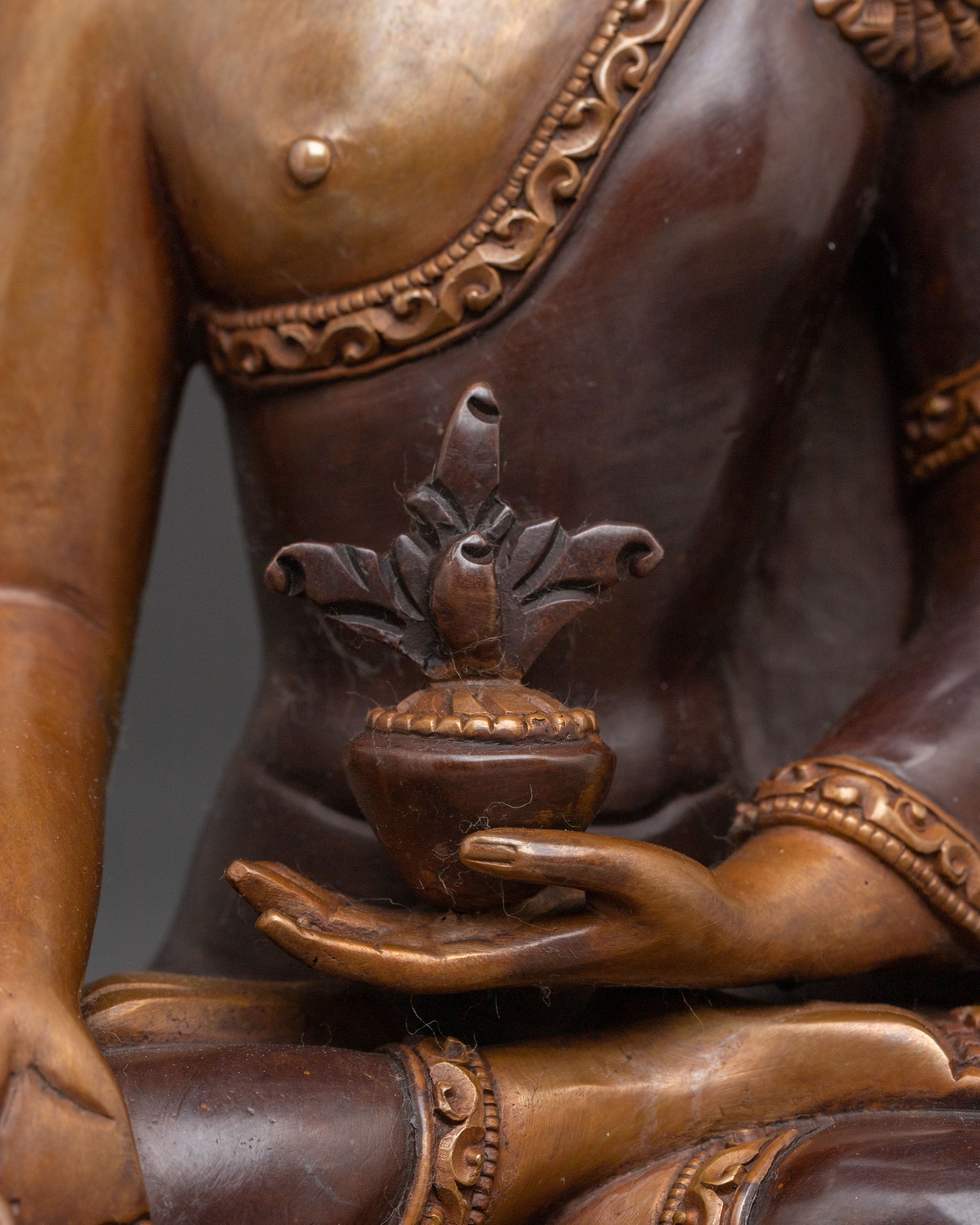 Medicine Buddha: Handcrafted Oxidized Copper Statue