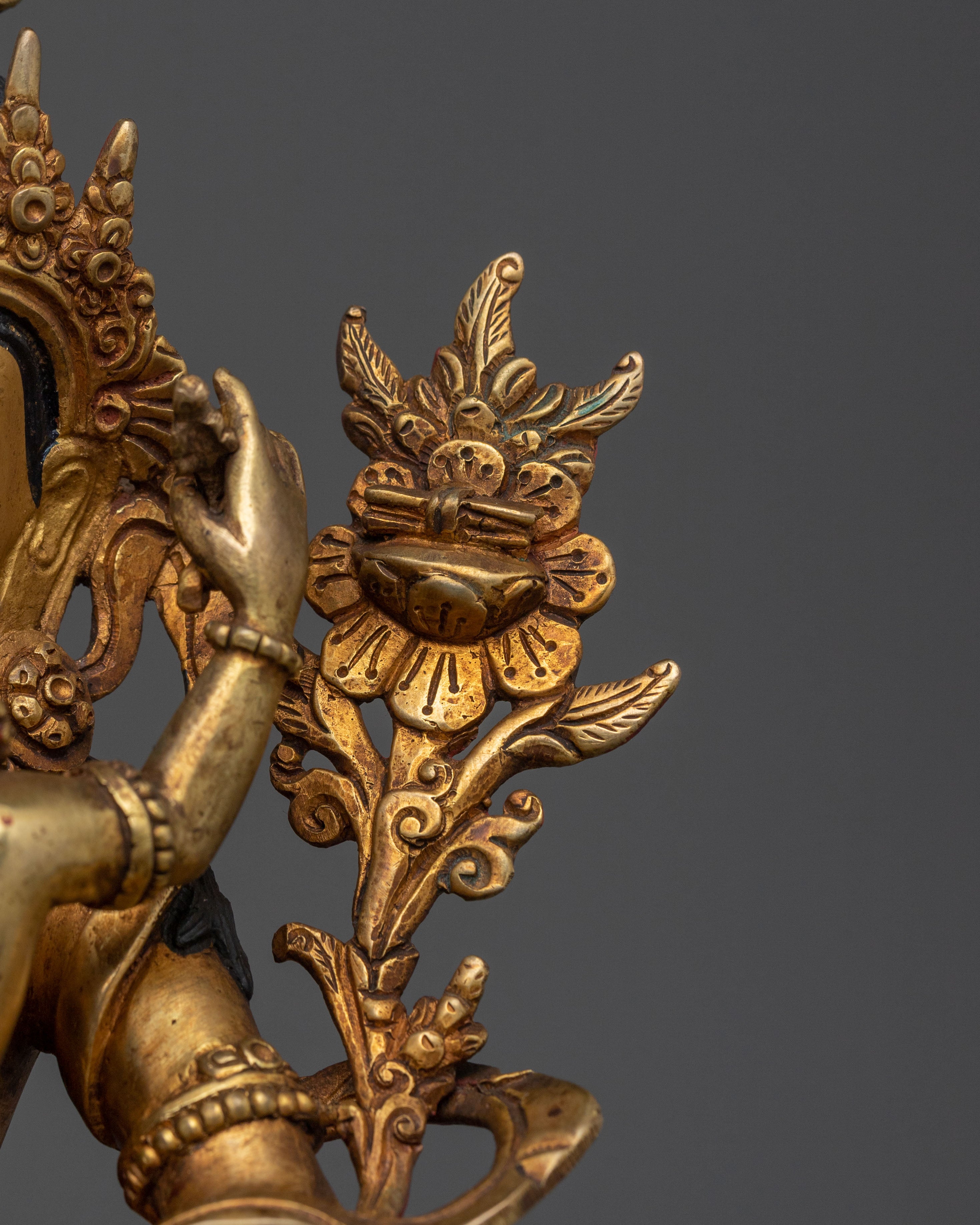 Wisdom Bodhisattva Manjushri Golden Sculpture