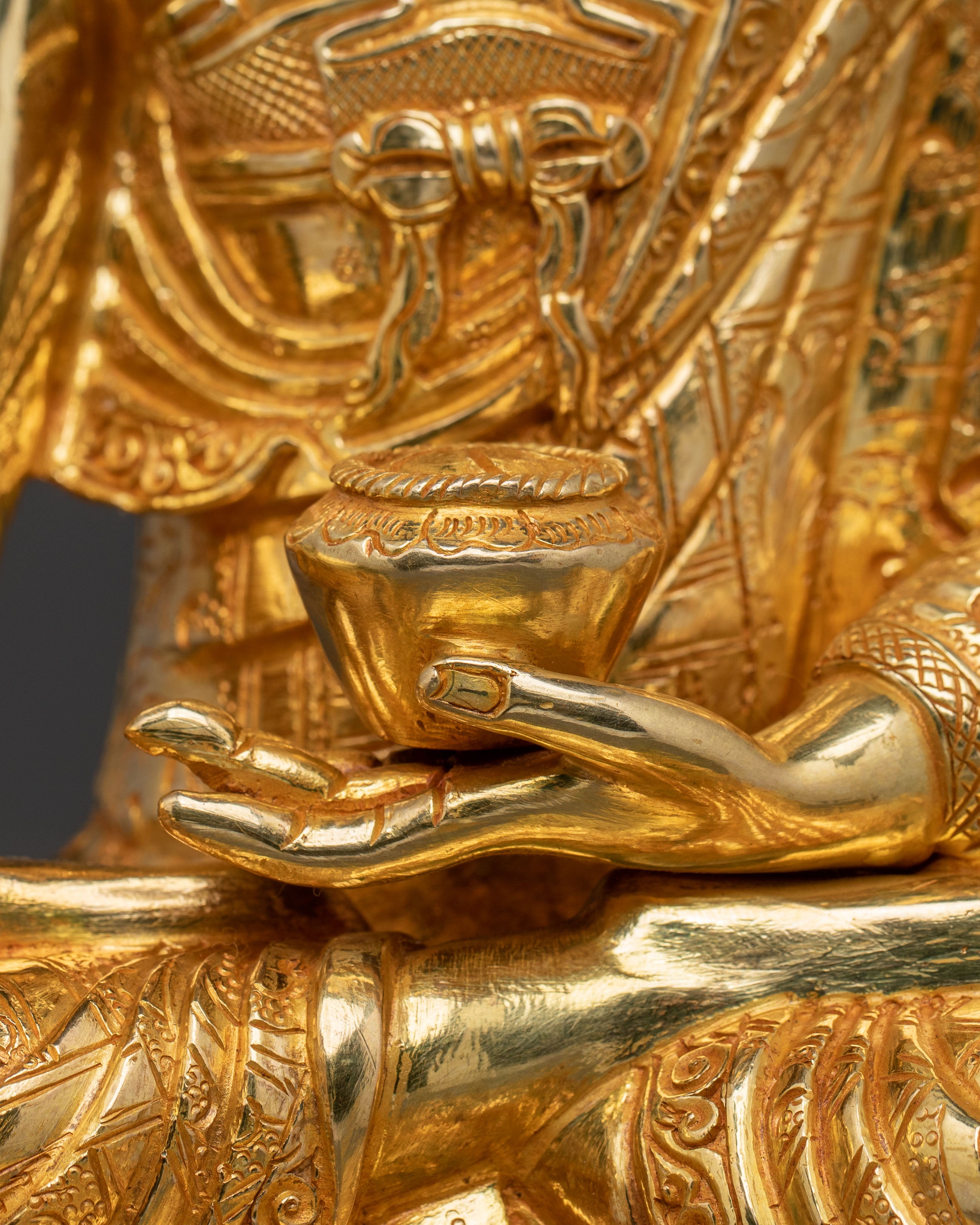 Serene 24K Gold Gilded Meditation Buddha Shakyamuni Sculpture