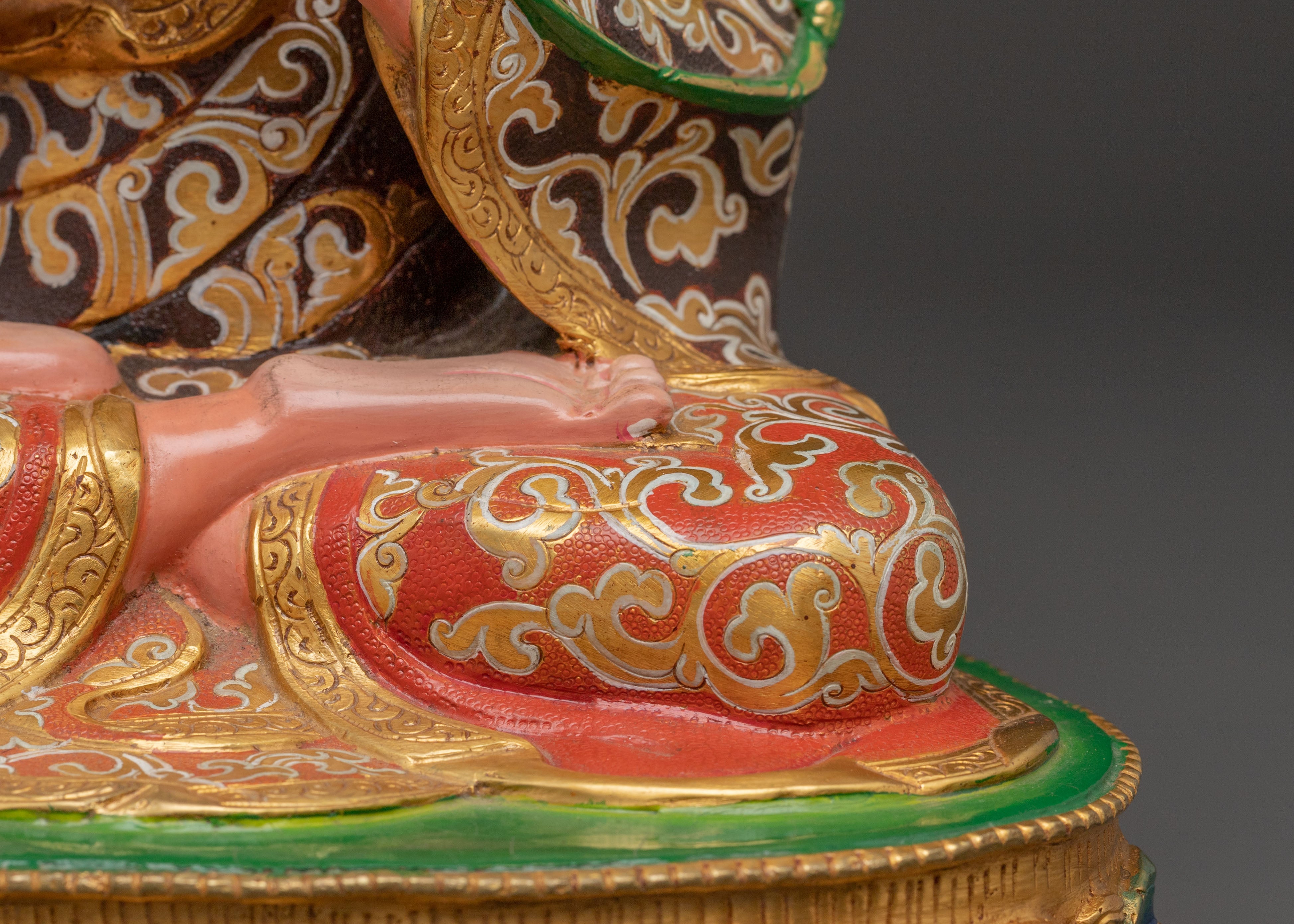 Tsongkhapa with Disciples Statue – 24K Gold Gilded Icon