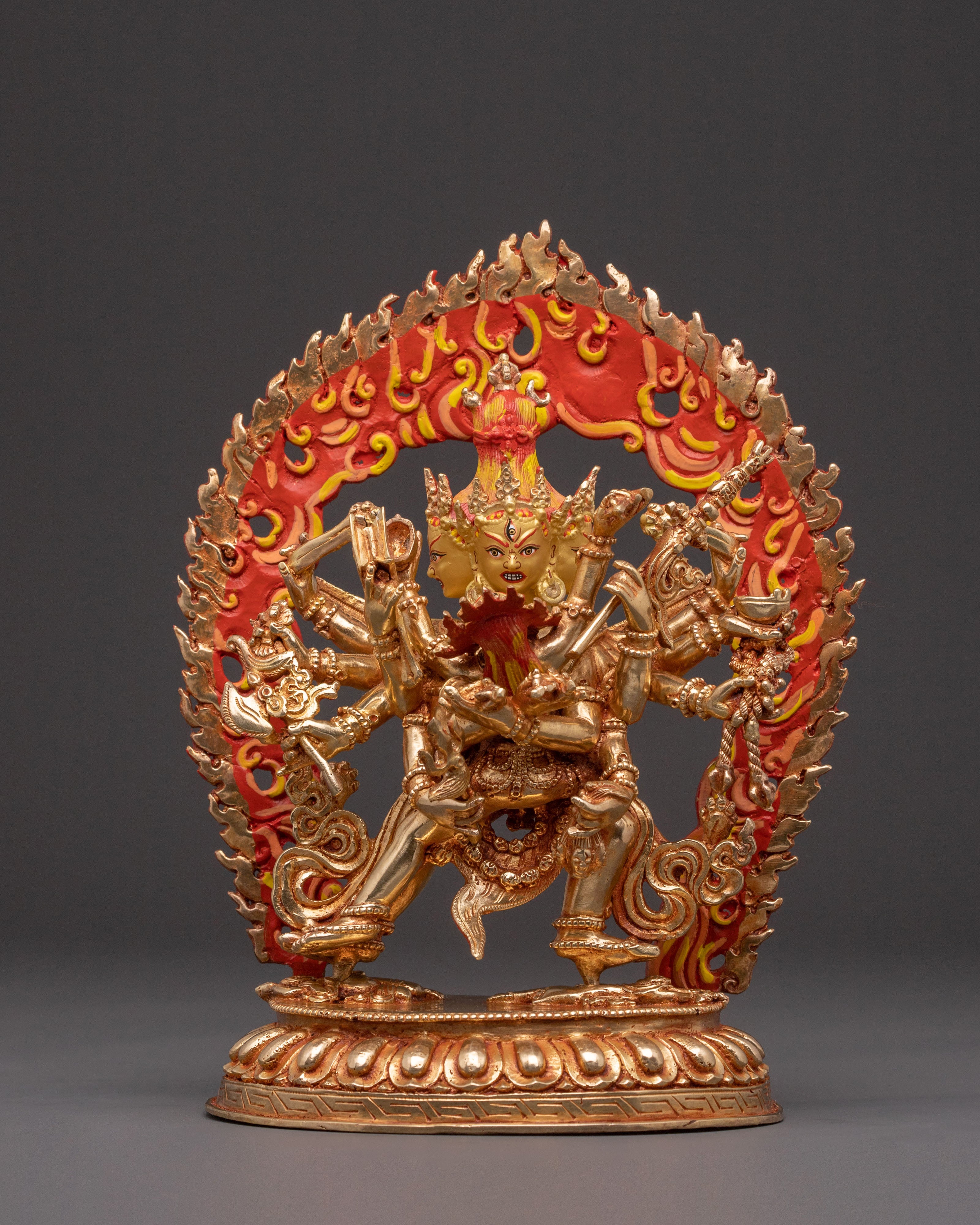 Chakrasamvara Tantric Deity - Hand-Gilded Copper Statue
