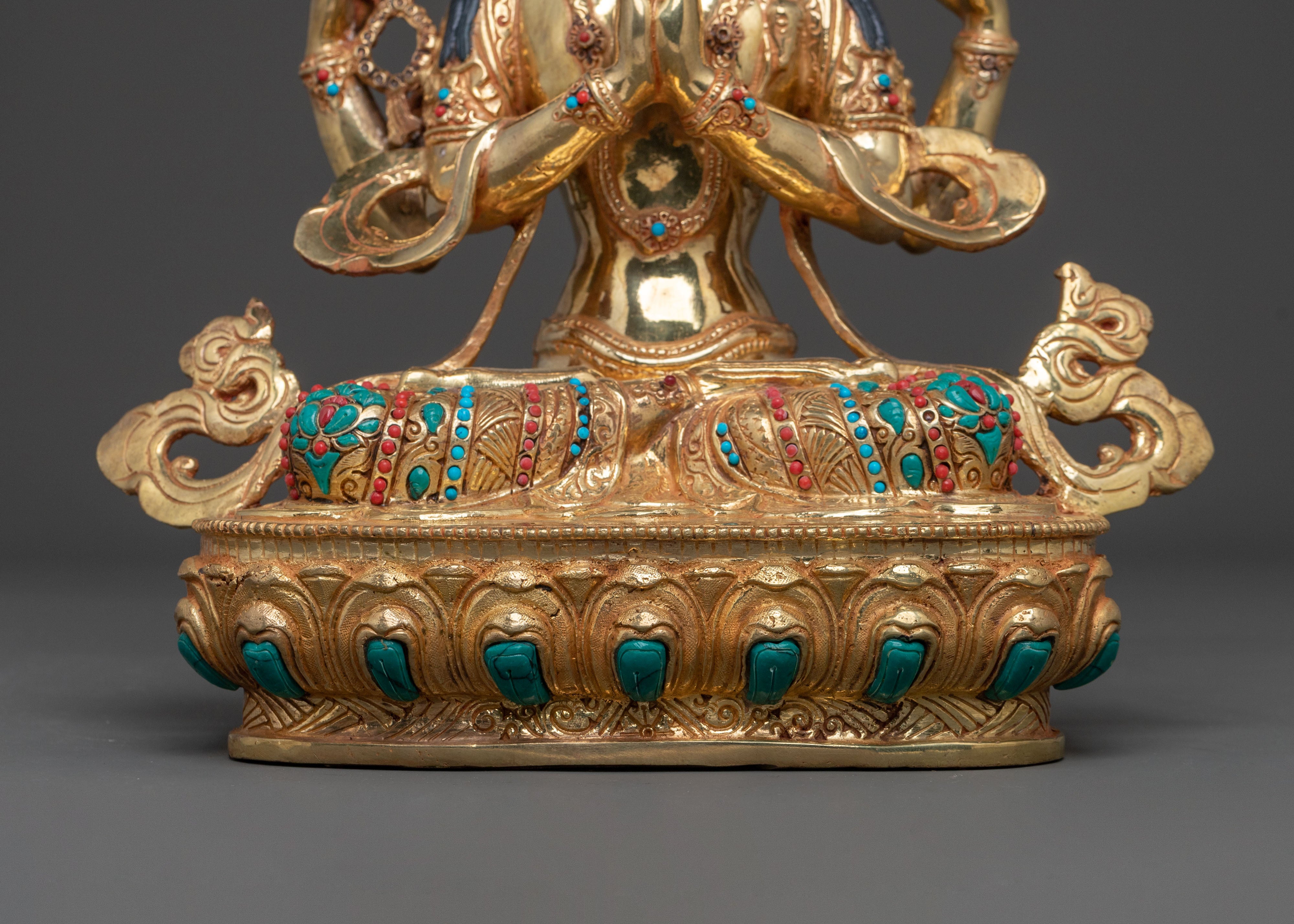 Chenrezig: 24k Gold Gilded Sculpture