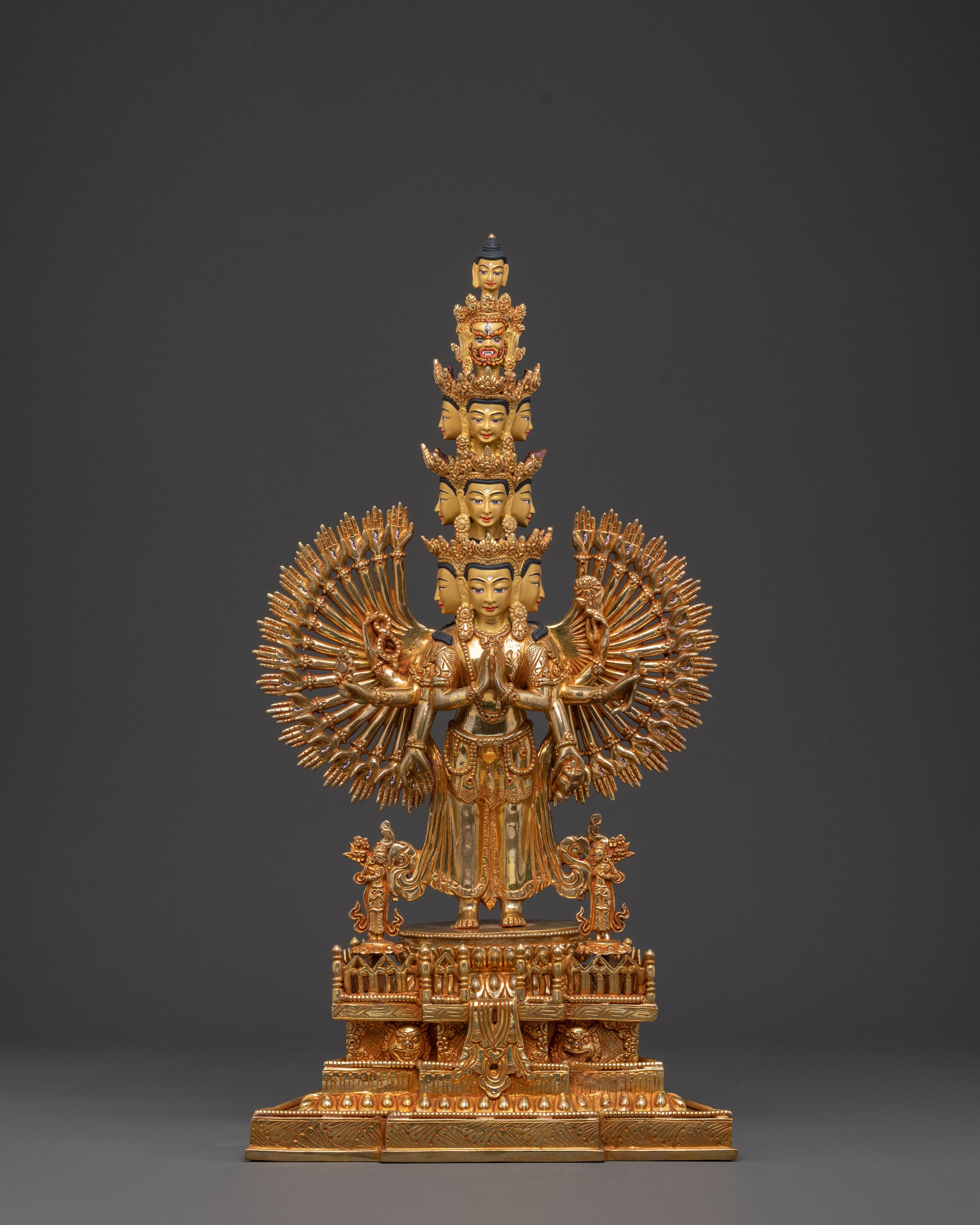 1000 Armed Chenrezig Tibetan Statue | 24k Gold Glided
