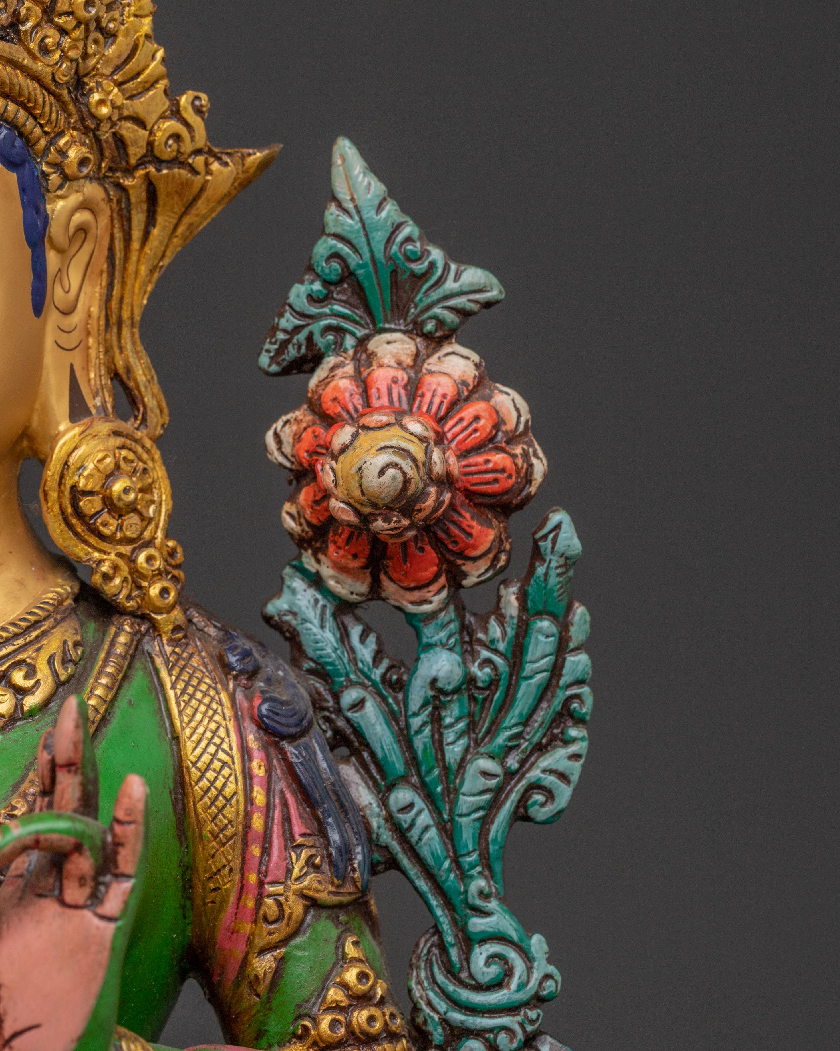 Handcrafted Green Tara Compassion Statue for Altar