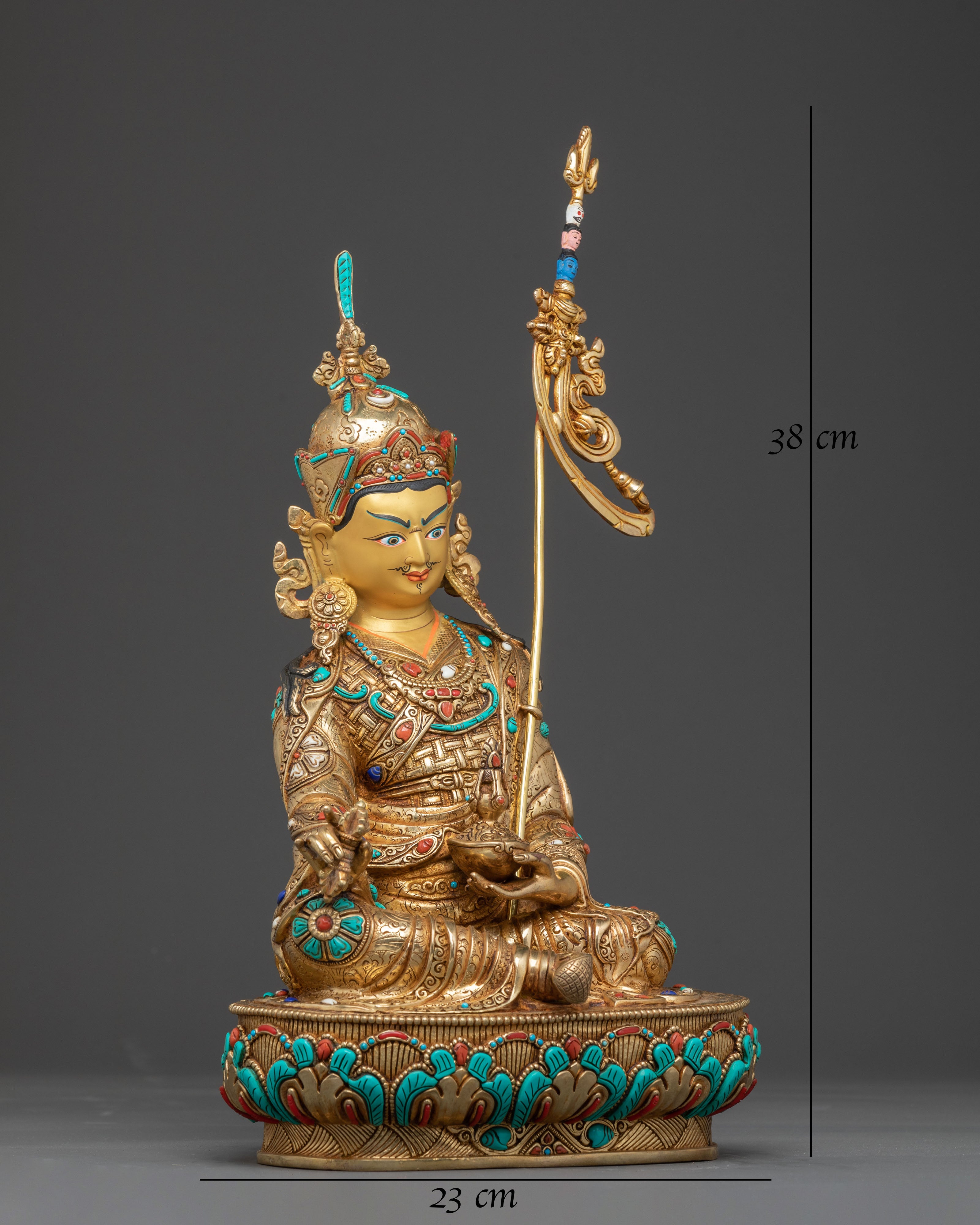 Guru Rinpoche Enlightened Statue: 24K Gold Gilded