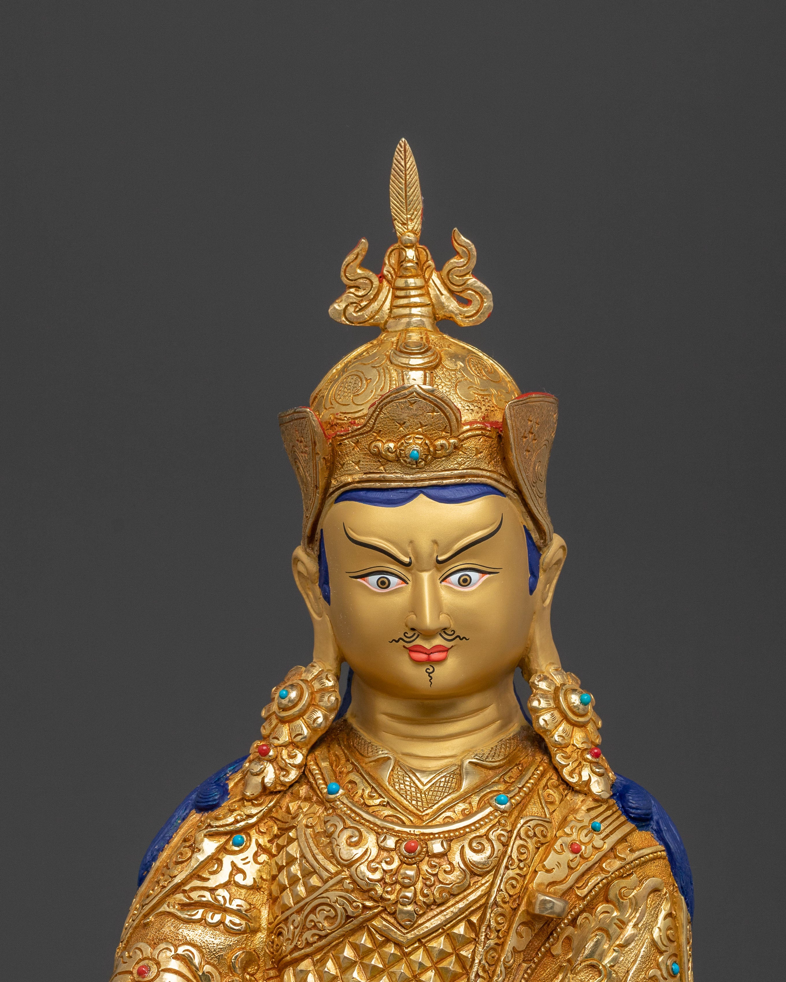 Guru Rinpoche Buddhist Statue | 24K Gold Gilded Icon