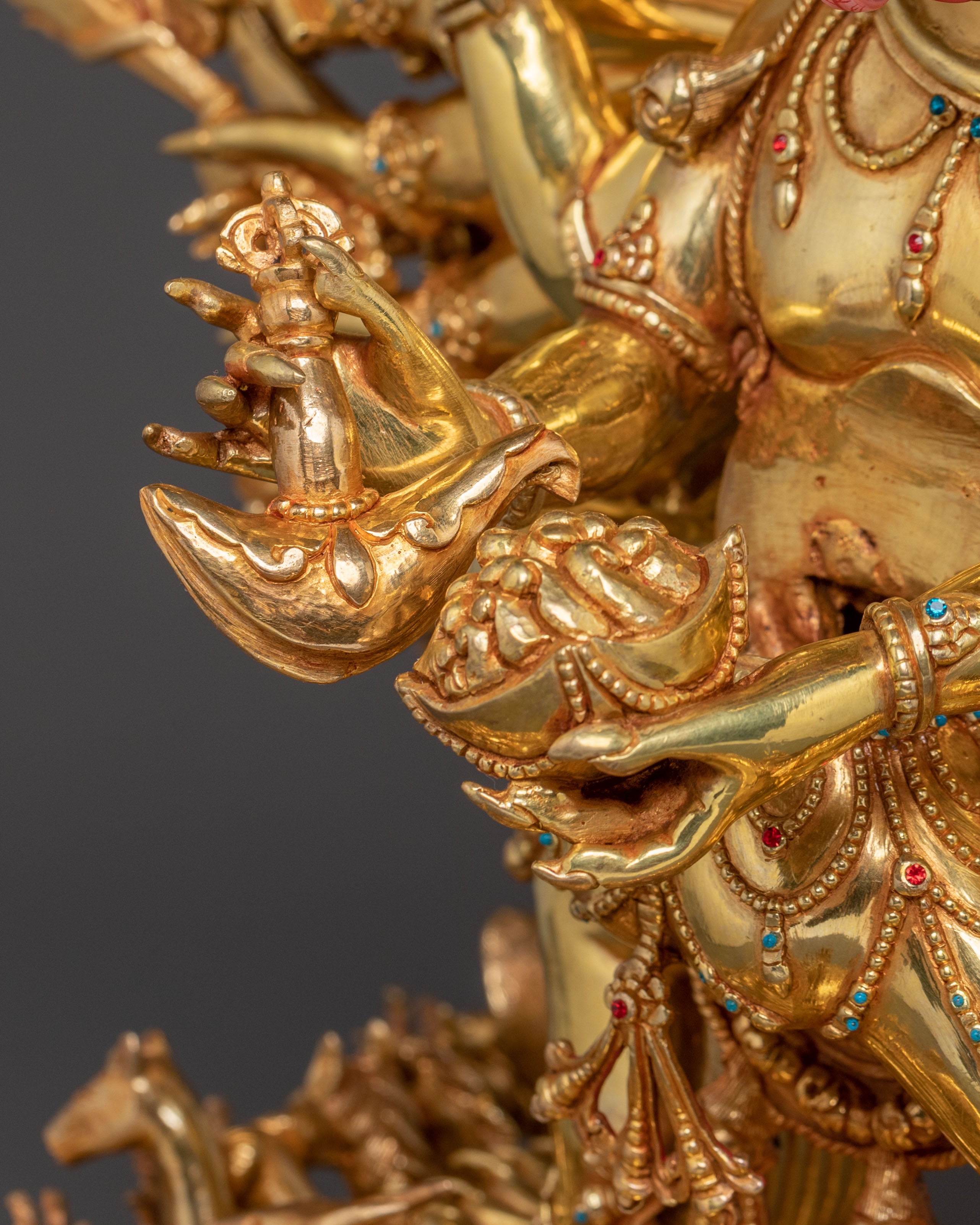 Powerful Yidam Yamantaka Statue – 24K Gold Gilded Masterpiece