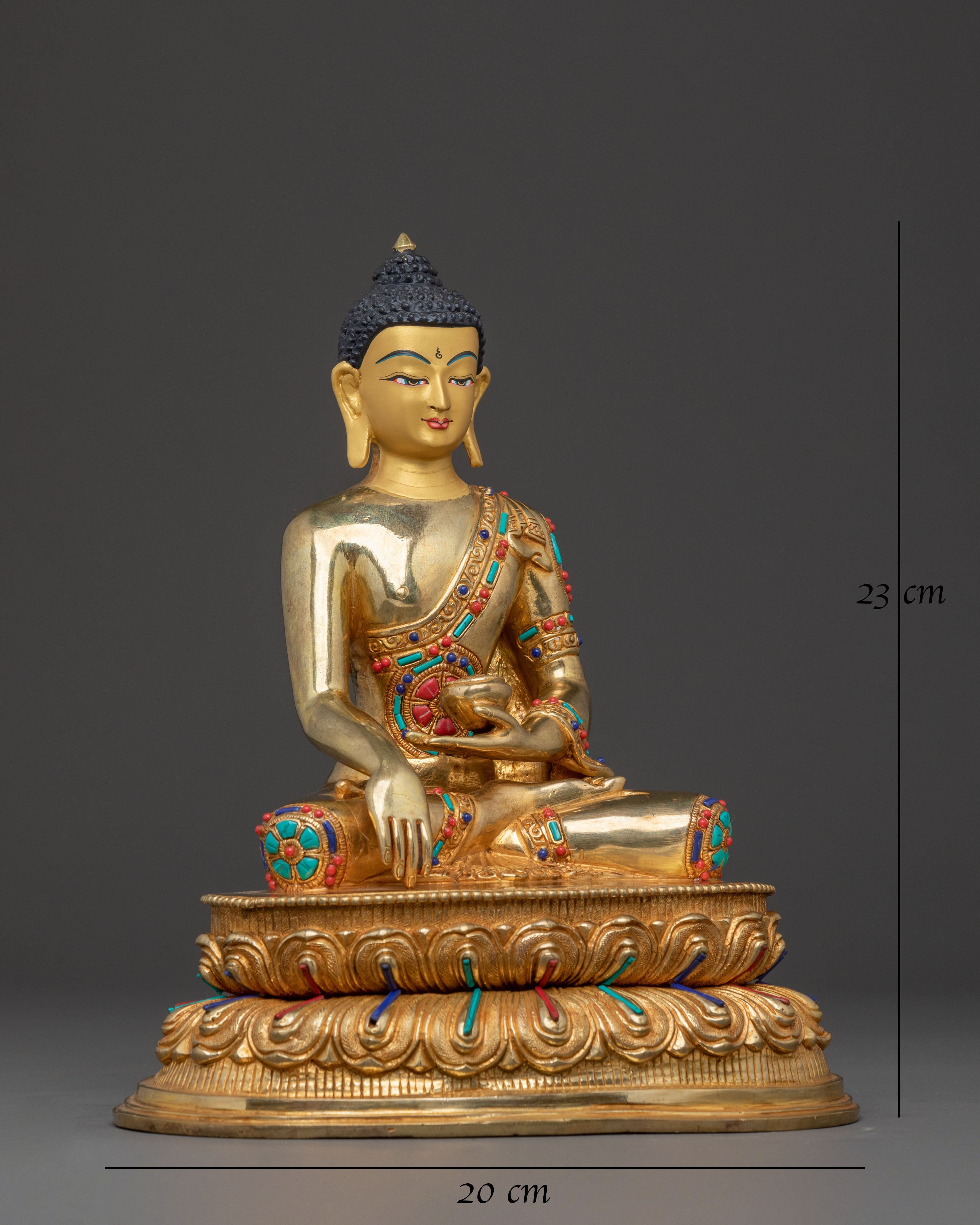 Statue of Enlightened Shakyamuni Buddha: Hand-Gilded Copper Art