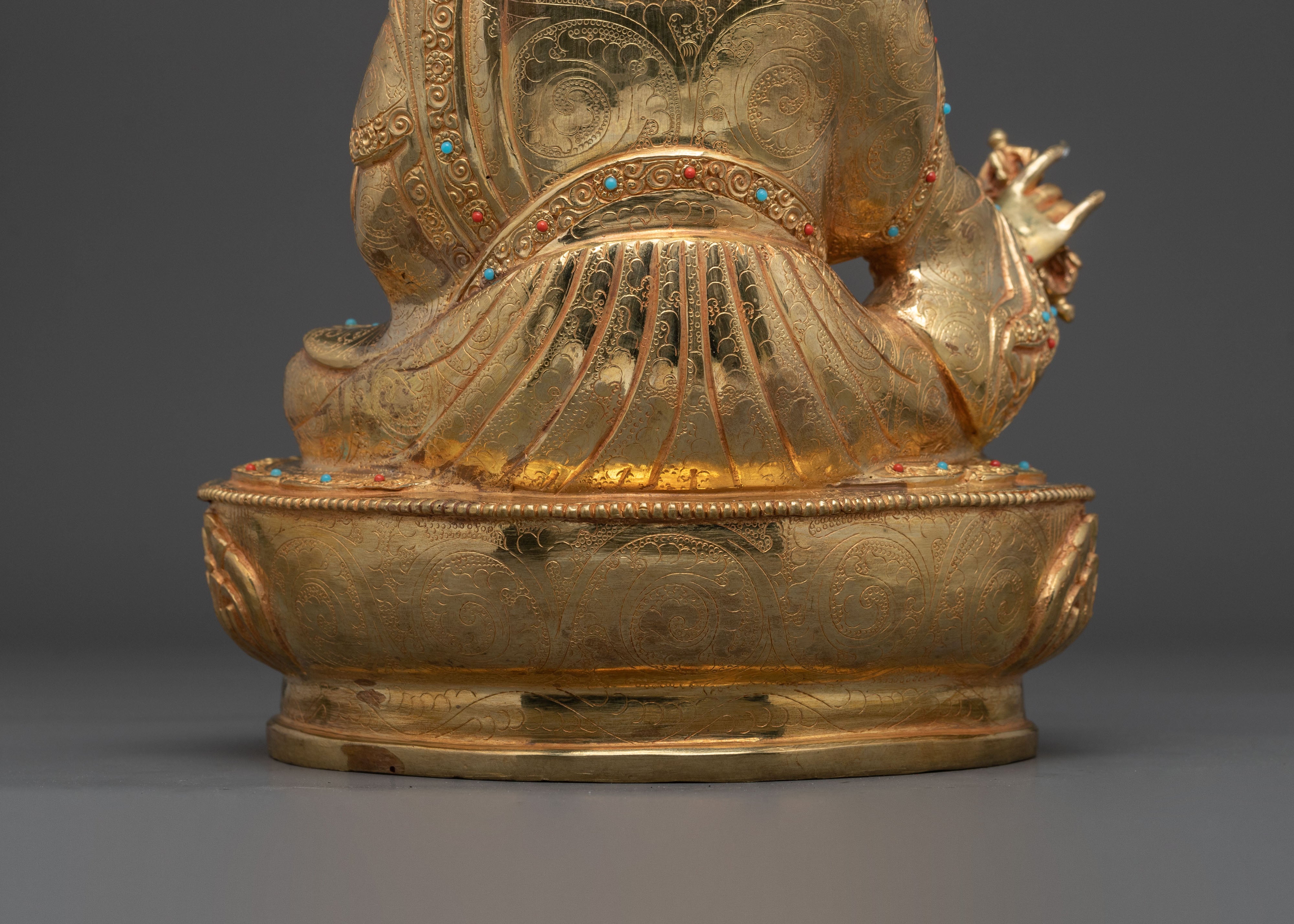 Guru Rinpoche 24K Gold Gilded Sculpture | Home Decor
