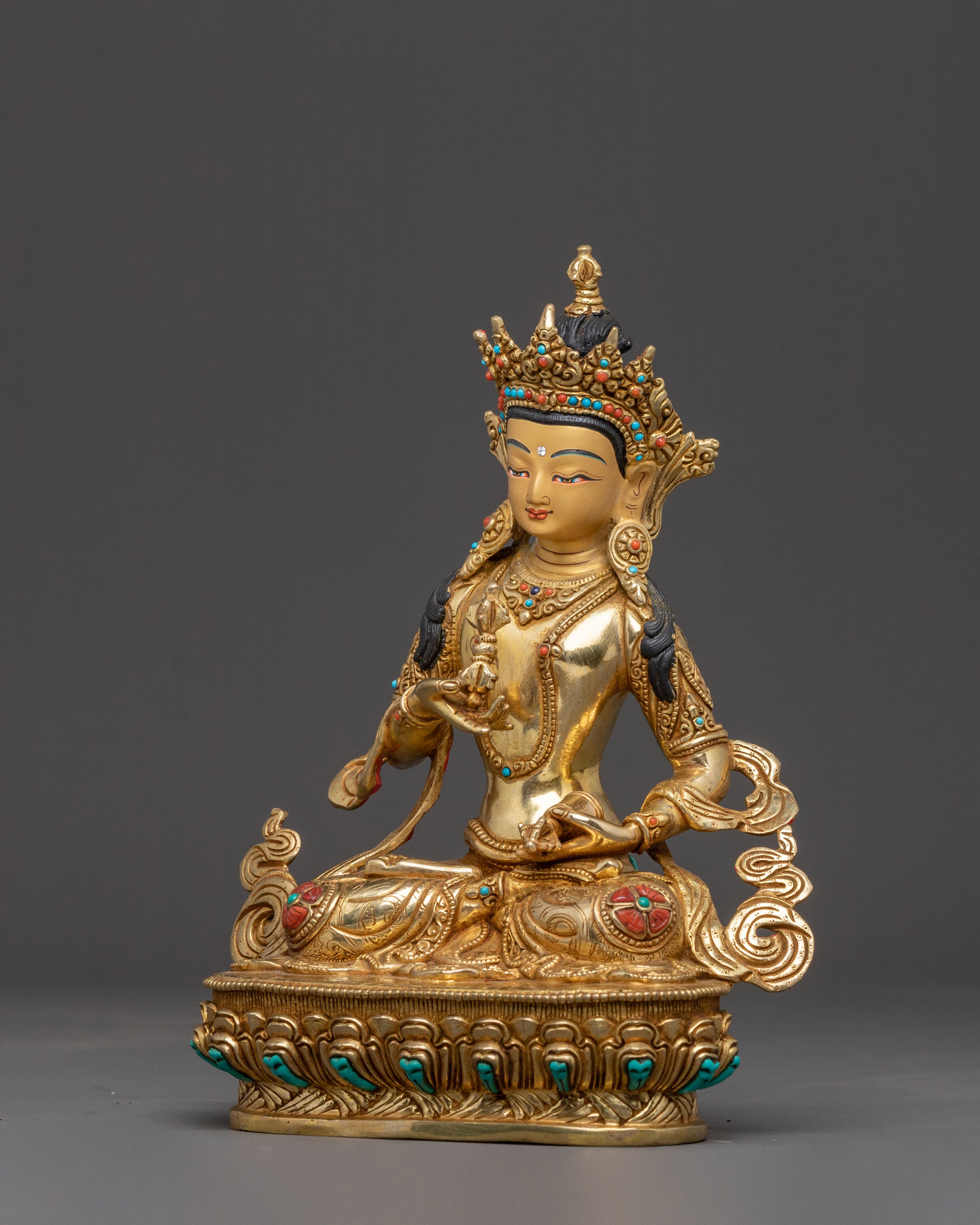 Handcrafted Holy Vajrasattva Statue – 24K Gold Gilded Copper