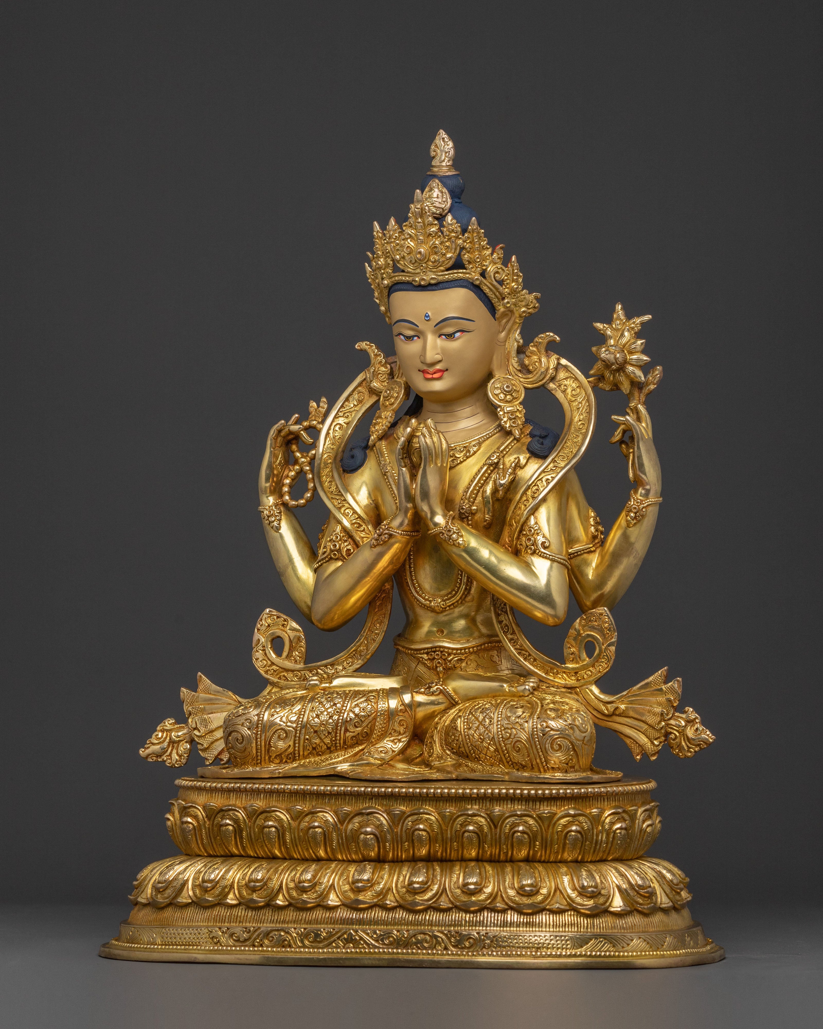 Chenrezig Statue | 24K Gold Gilded Bodhisattva