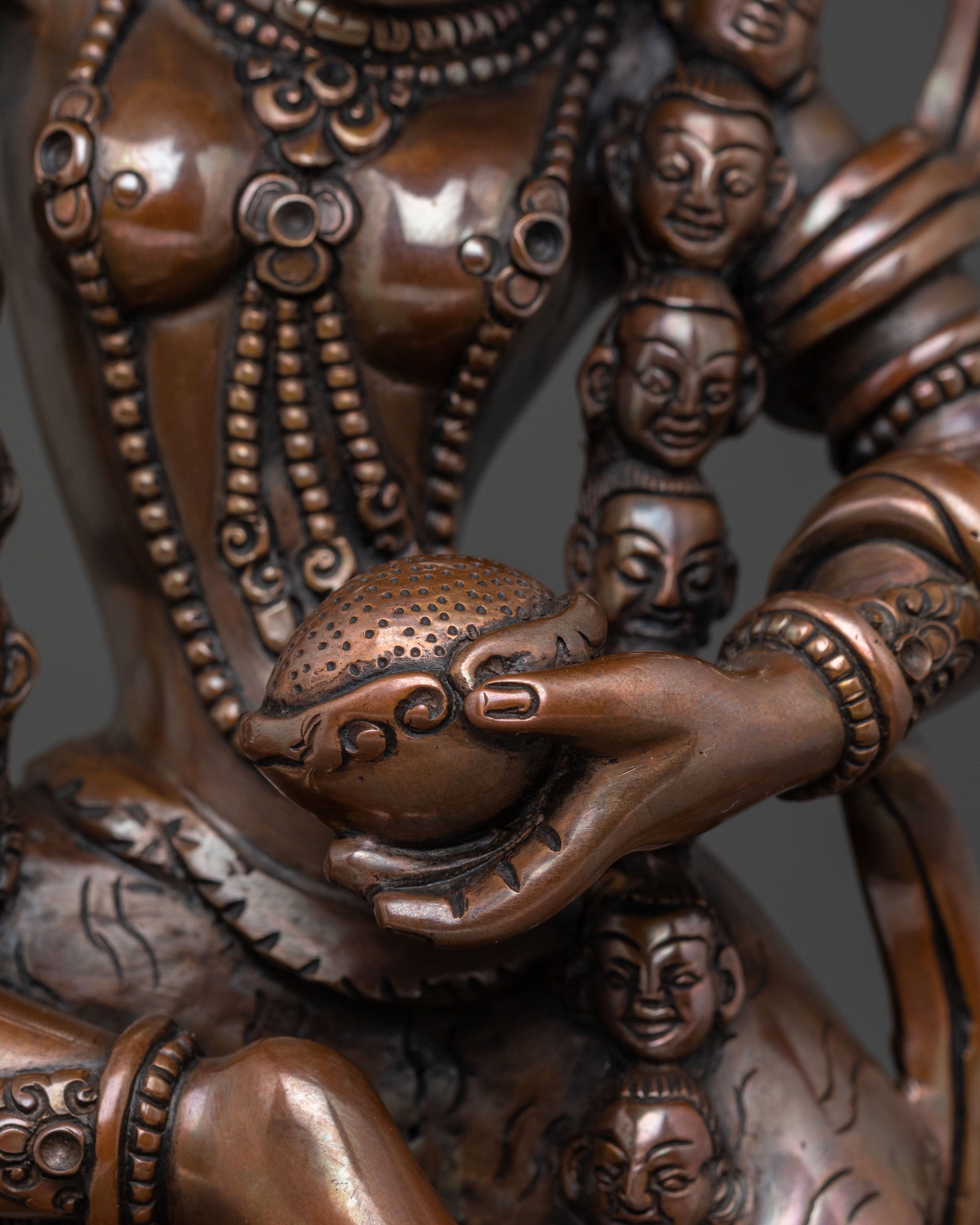 Simhamukha Oxidized Copper Statue: Divine Figurine