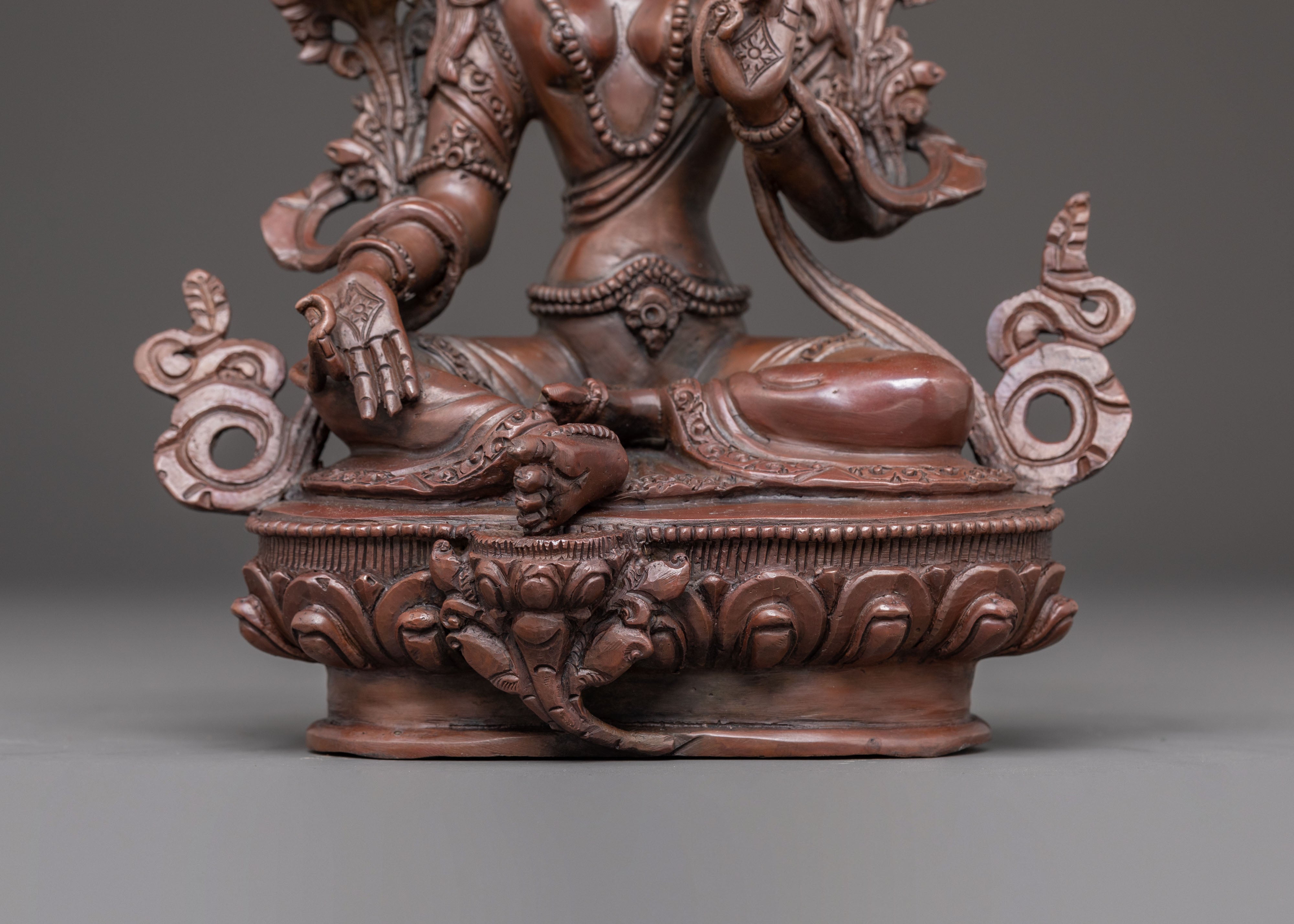 Handmade Green Tara Oxidized Statue | Tibetan Buddhist Deity